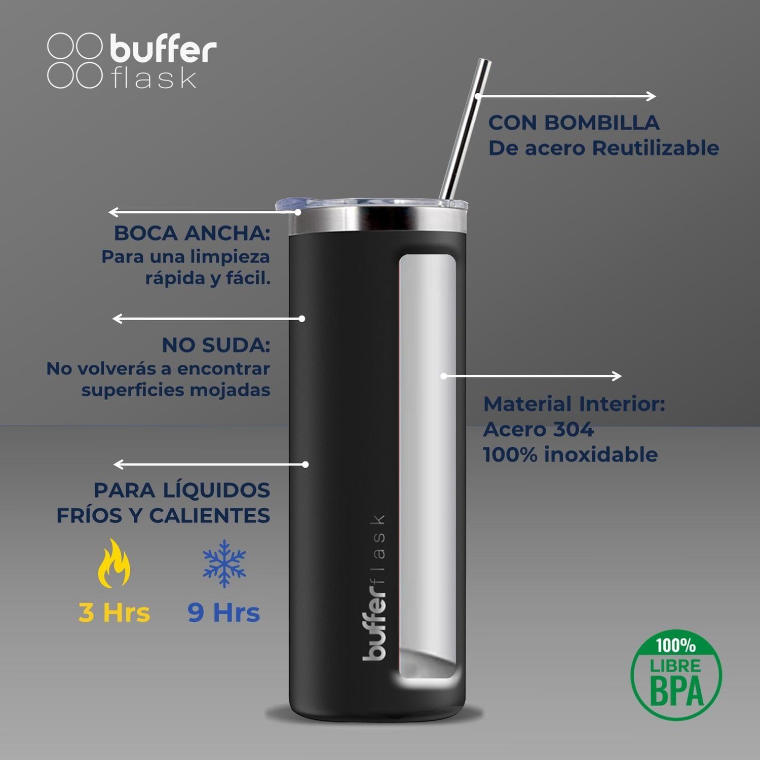 Vasos Termicos Set de 2 Buffer Acero Inoxidable Frío y Calor-1