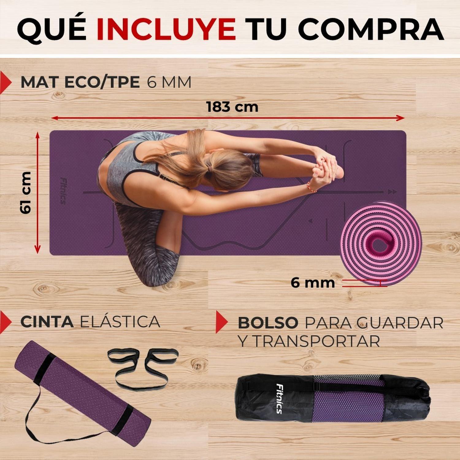 Mat Yoga Colchoneta Eco 6mm Doble Color Guías +bolso +correa-4