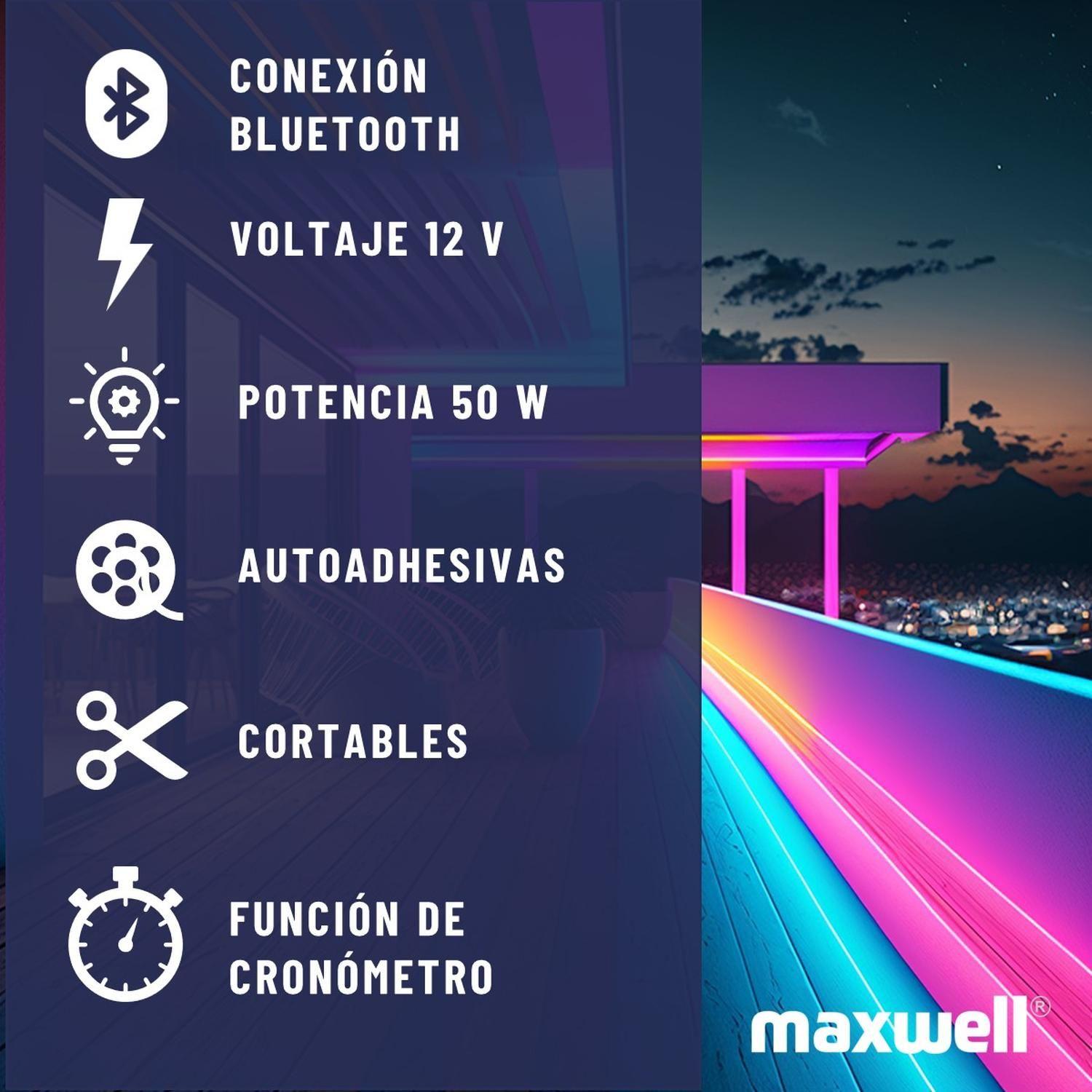 Tira Cinta Luces Led Rgb Bluetooth Maxwell 20 Metros Total-5