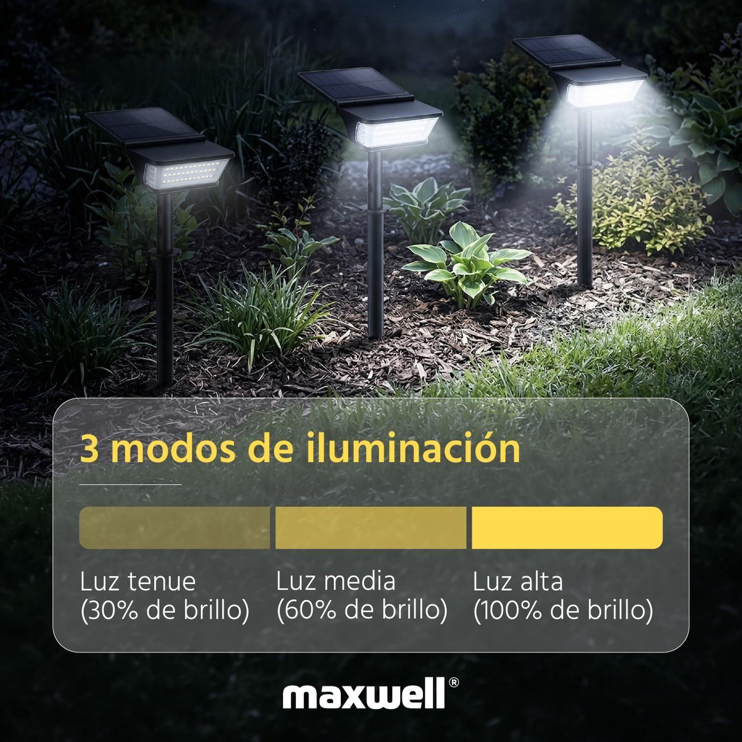 Foco Lampara Estaca Solar LED Maxwell IP64 Alta Intensidad-4