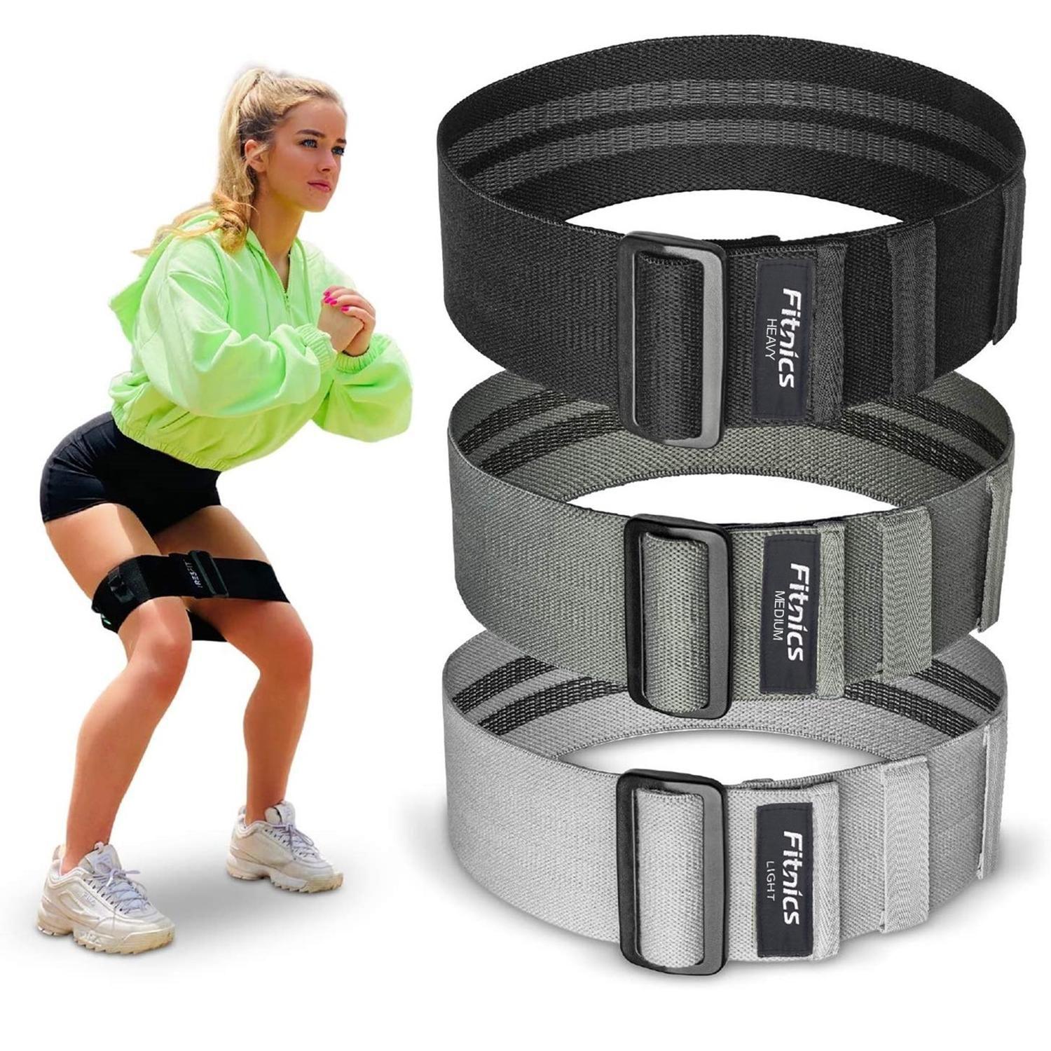 Bandas Resistencia Elasticas Tela Fitnics Set 3 Ajustables Gris-0