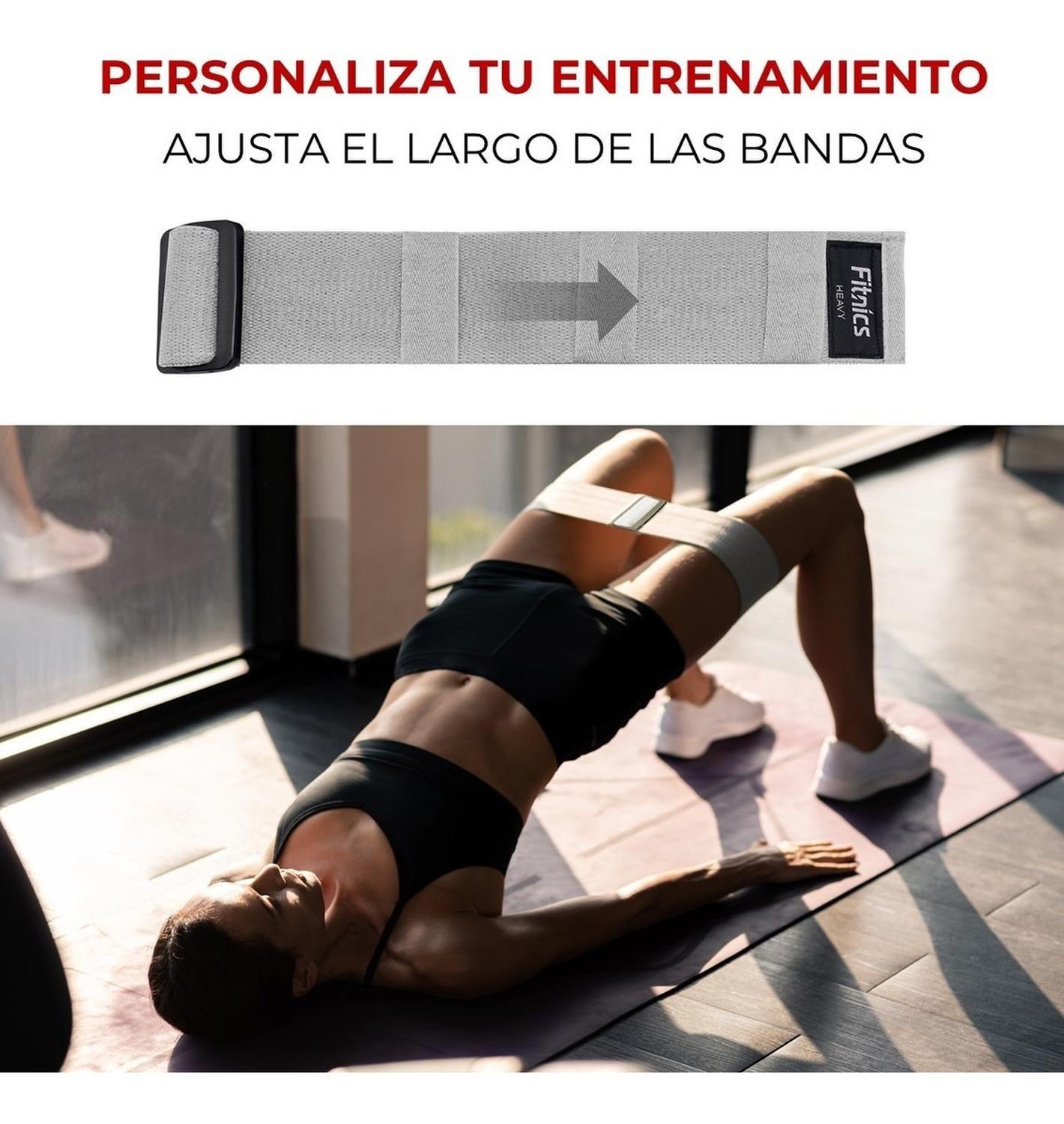 Bandas Resistencia Elasticas Tela Fitnics Set 3 Ajustables Gris-1