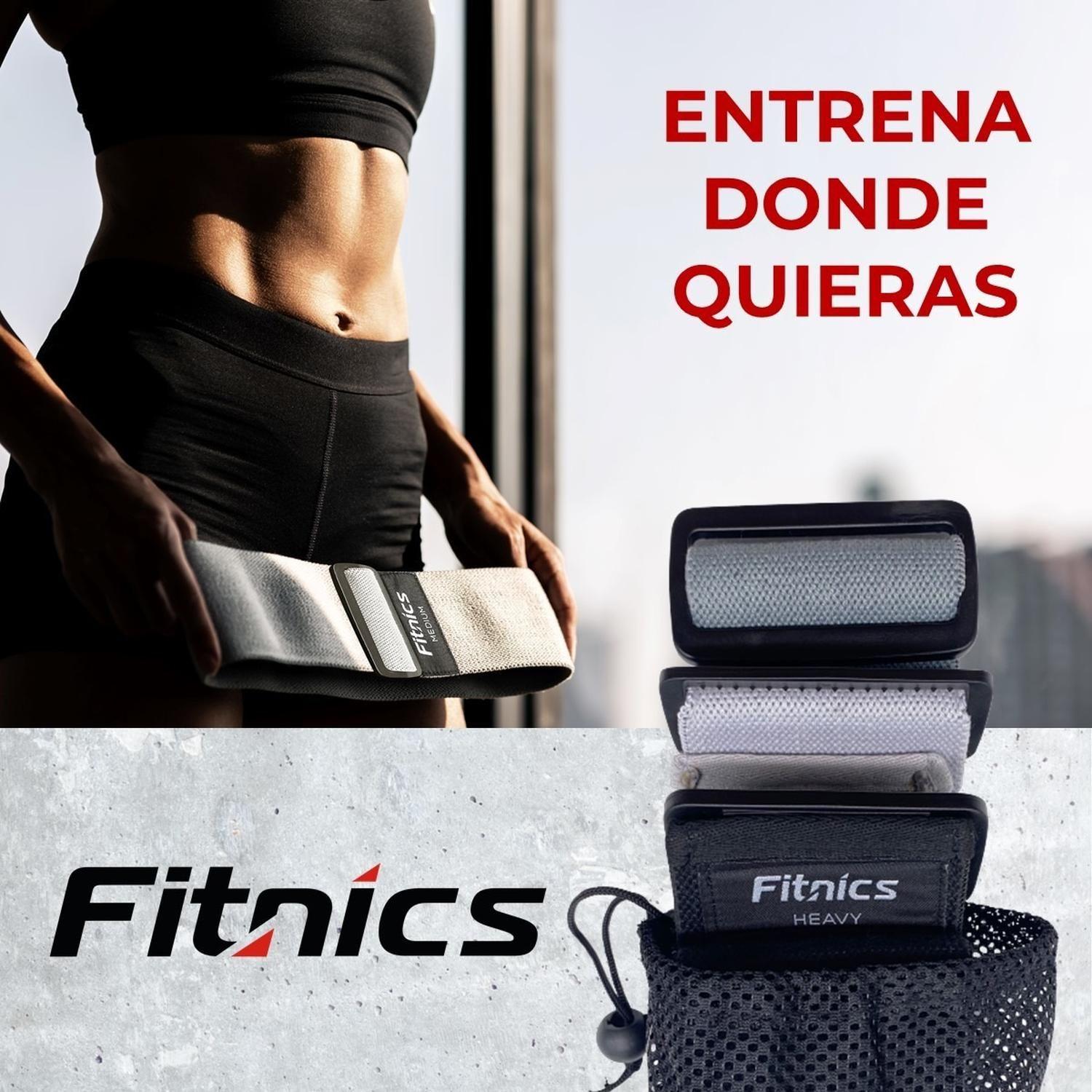 Bandas Resistencia Elasticas Tela Fitnics Set 3 Ajustables Gris-4