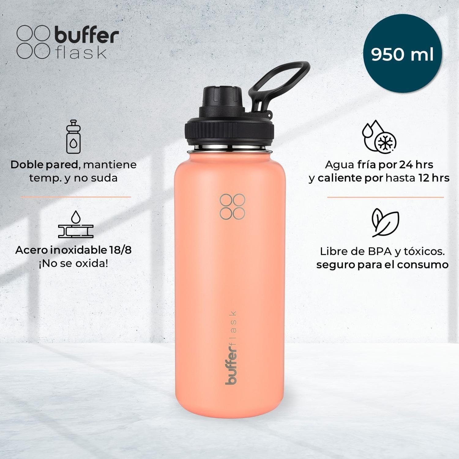Botella Termica de Agua Acero Inox Buffer + Tapas 1L-1