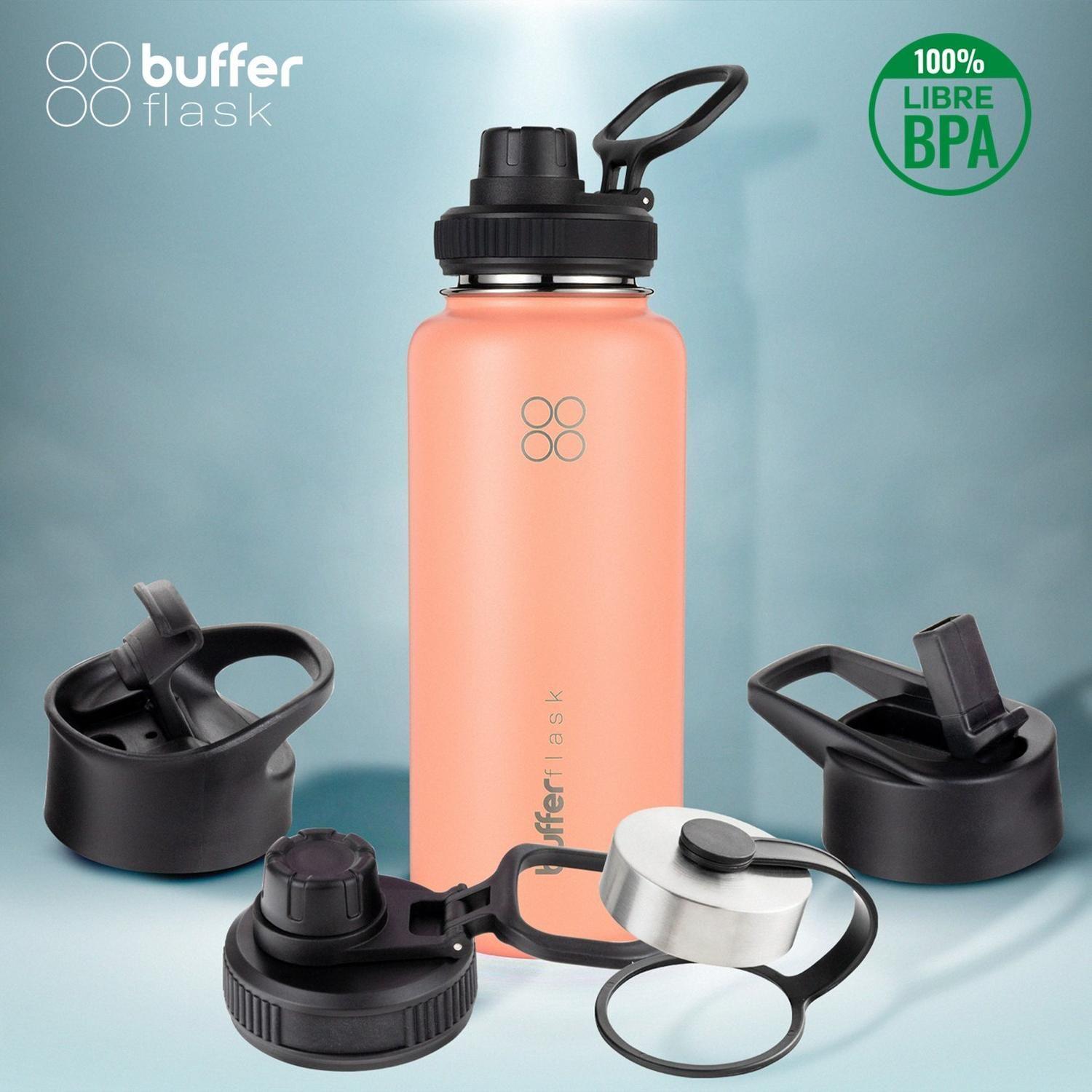 Botella Termica de Agua Acero Inox Buffer + Tapas 1L-3
