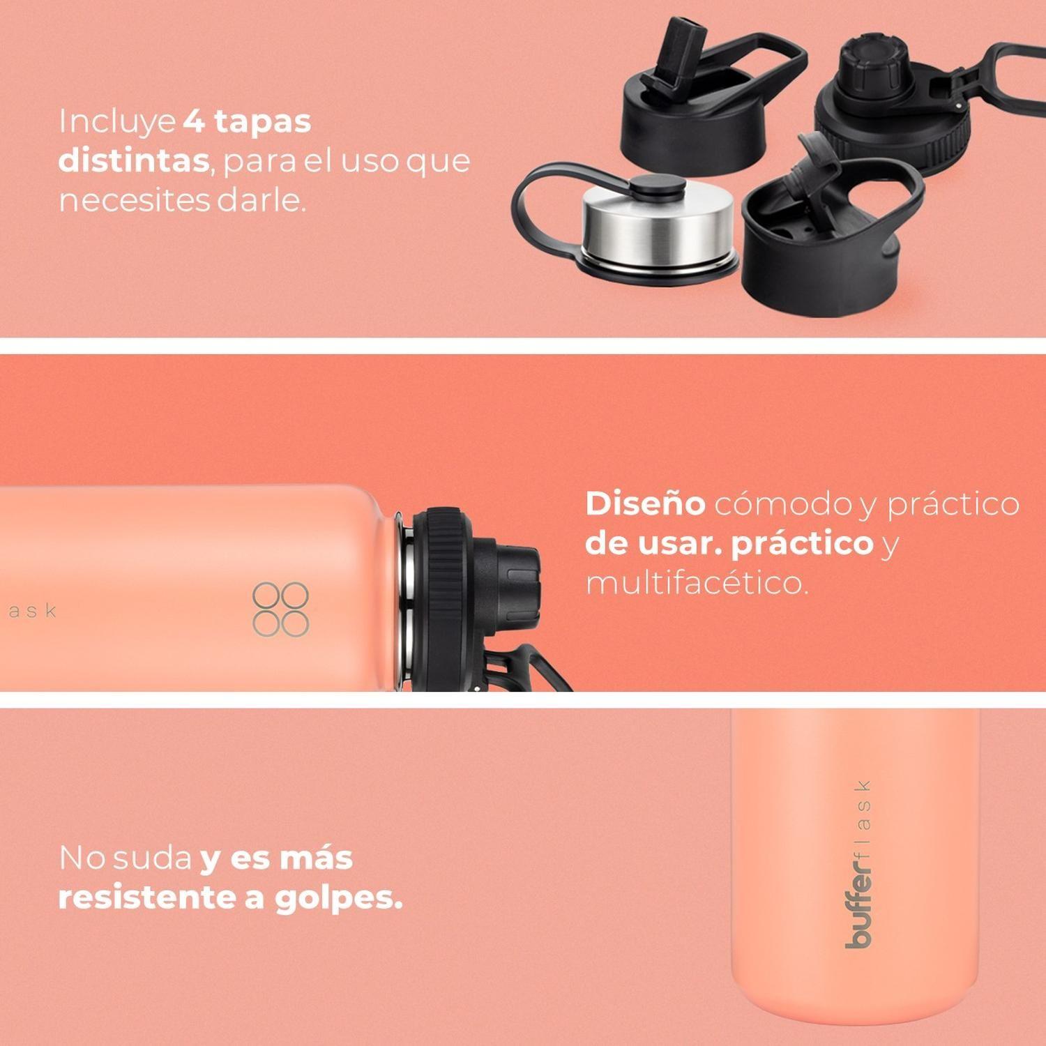 Botella Termica de Agua Acero Inox Buffer + Tapas 1L-5