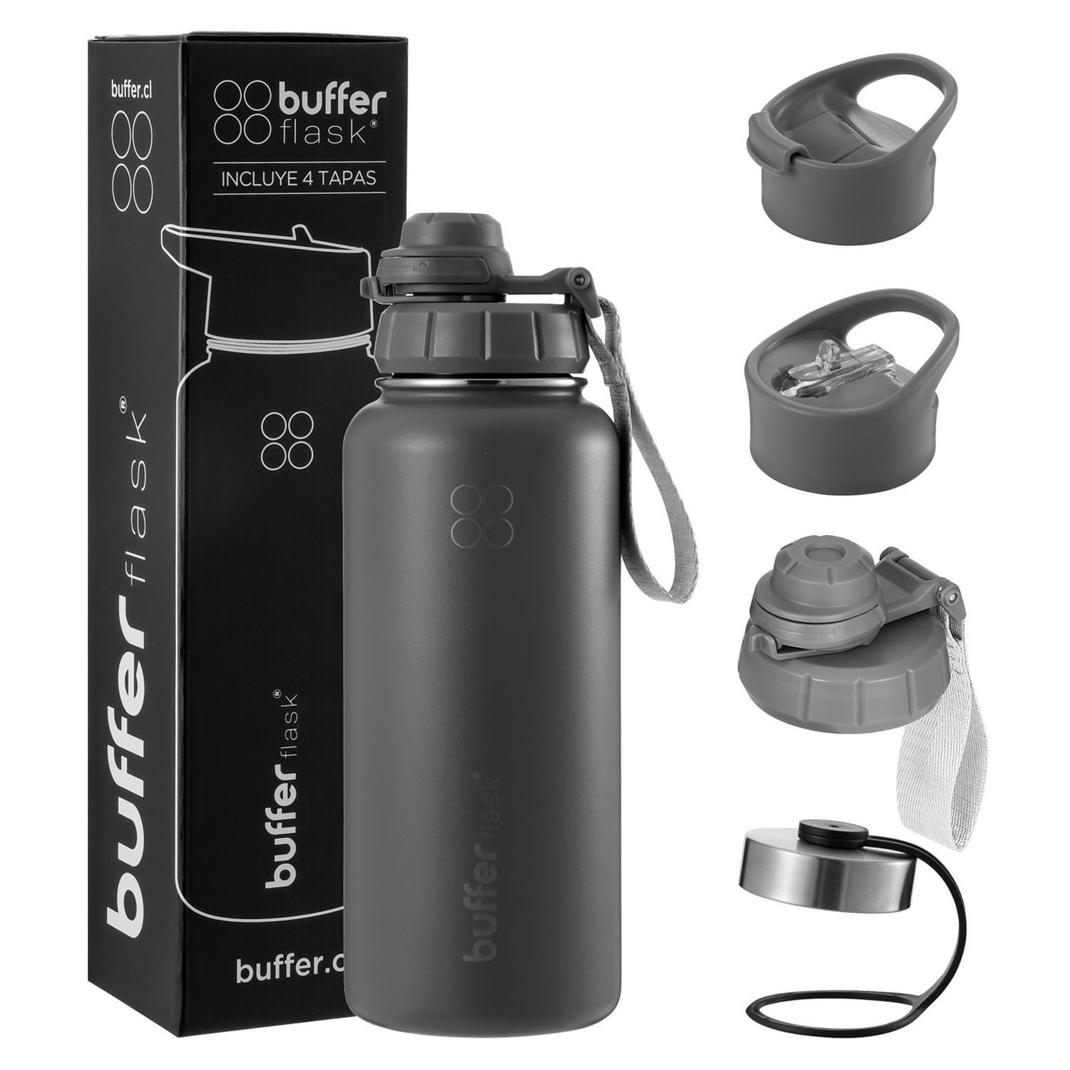 Botella Termica de Agua Acero Inox Buffer + Tapas 1L-0