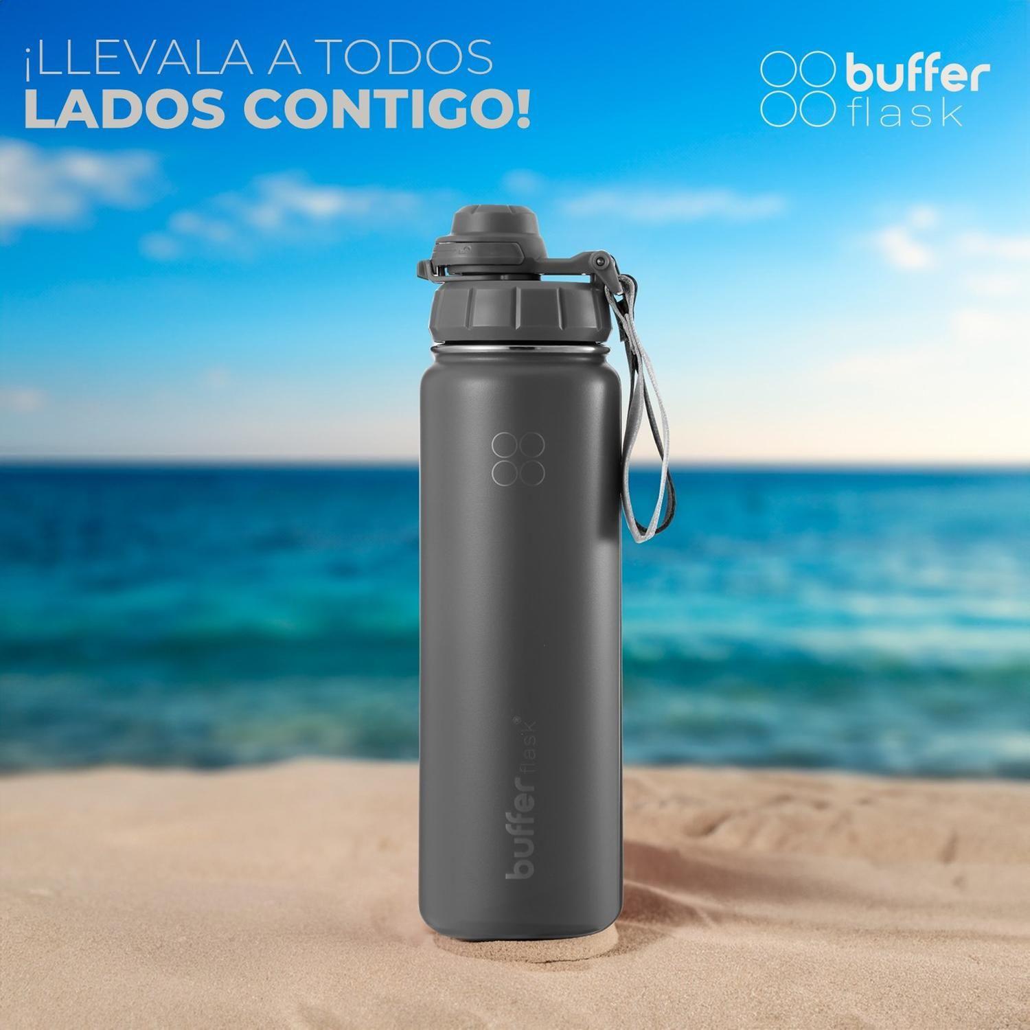 Botella Termica de Agua Acero Inox Buffer + Tapas 1L-1