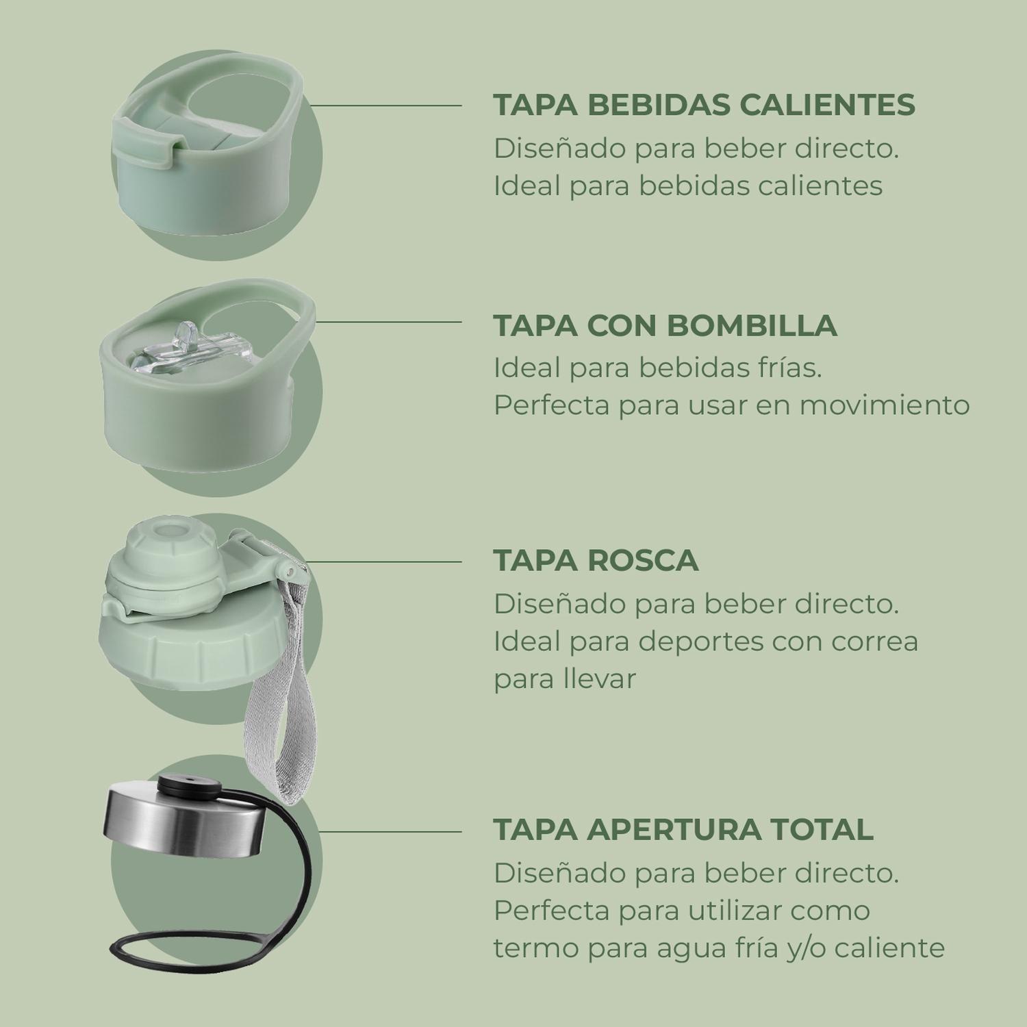 Botella Termica de Agua Acero Inox Buffer + Tapas 1L-4