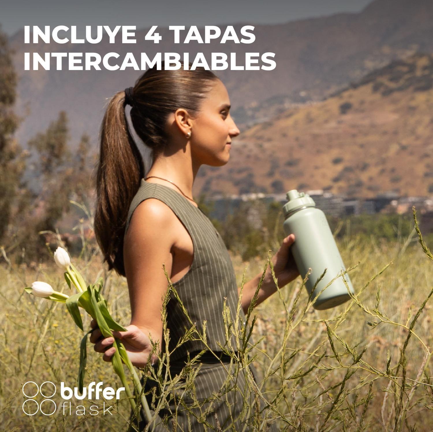 Botella Termica de Agua Acero Inox Buffer + Tapas 1L-5