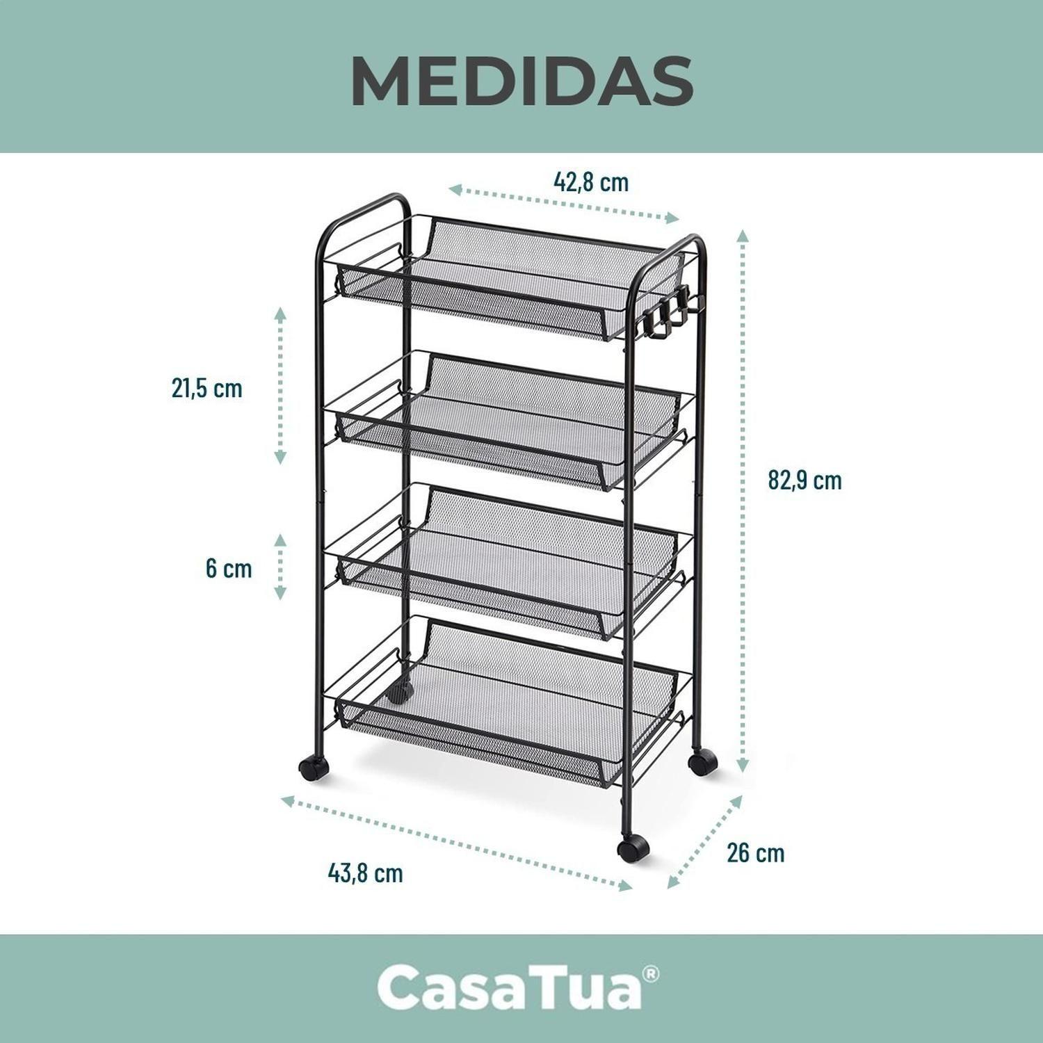 Carrito Organizador Ruedas Multiuso CasaTua 4 Niveles-4
