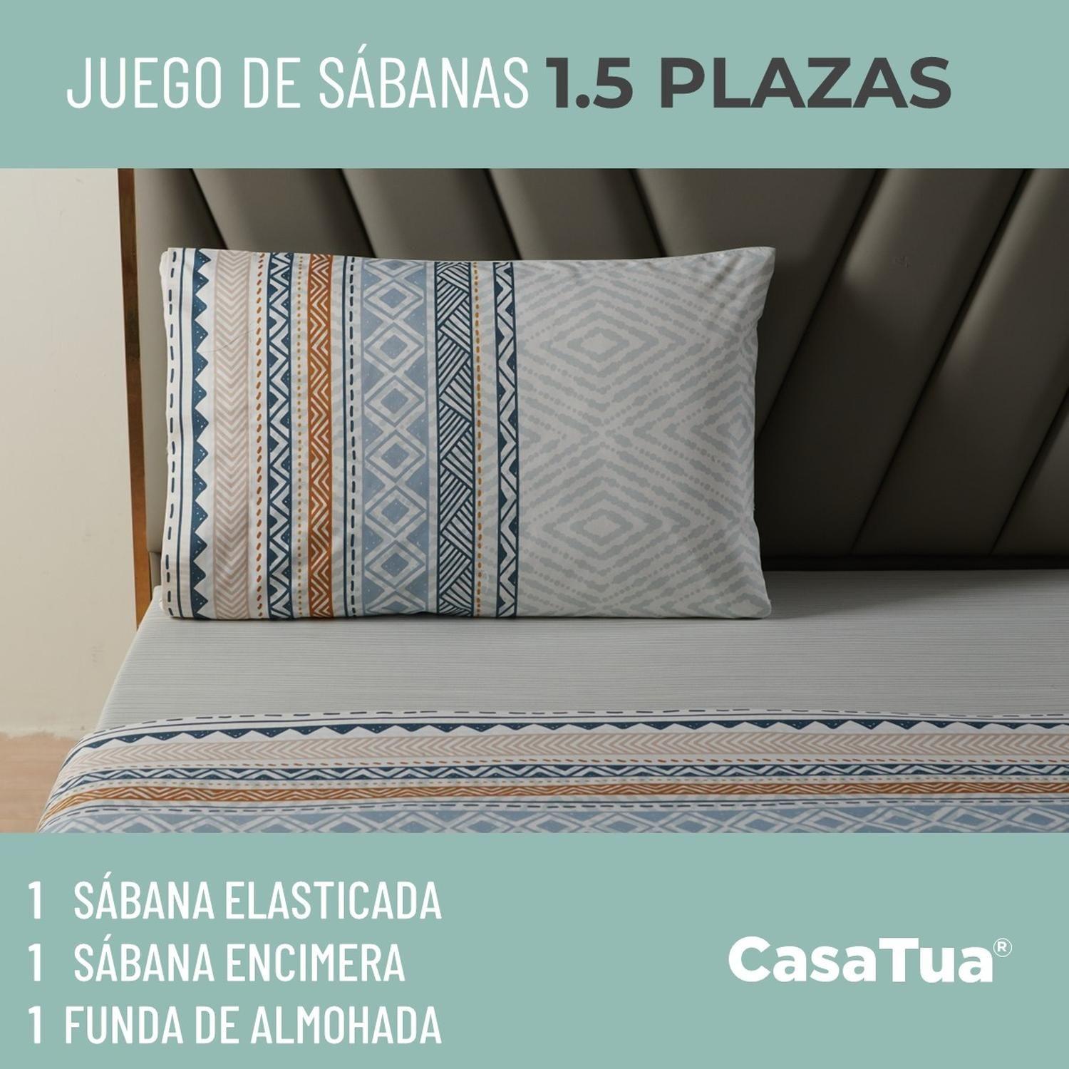 Juego Sabanas Estampadas Ultra Suave +Funda Almohada Casatua 1.5 PlazasDiseño 3-3