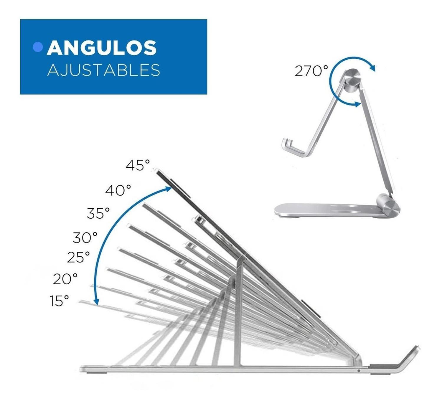 Combo Base Aluminio Para Macbook Notebook + Soporte Celular-3