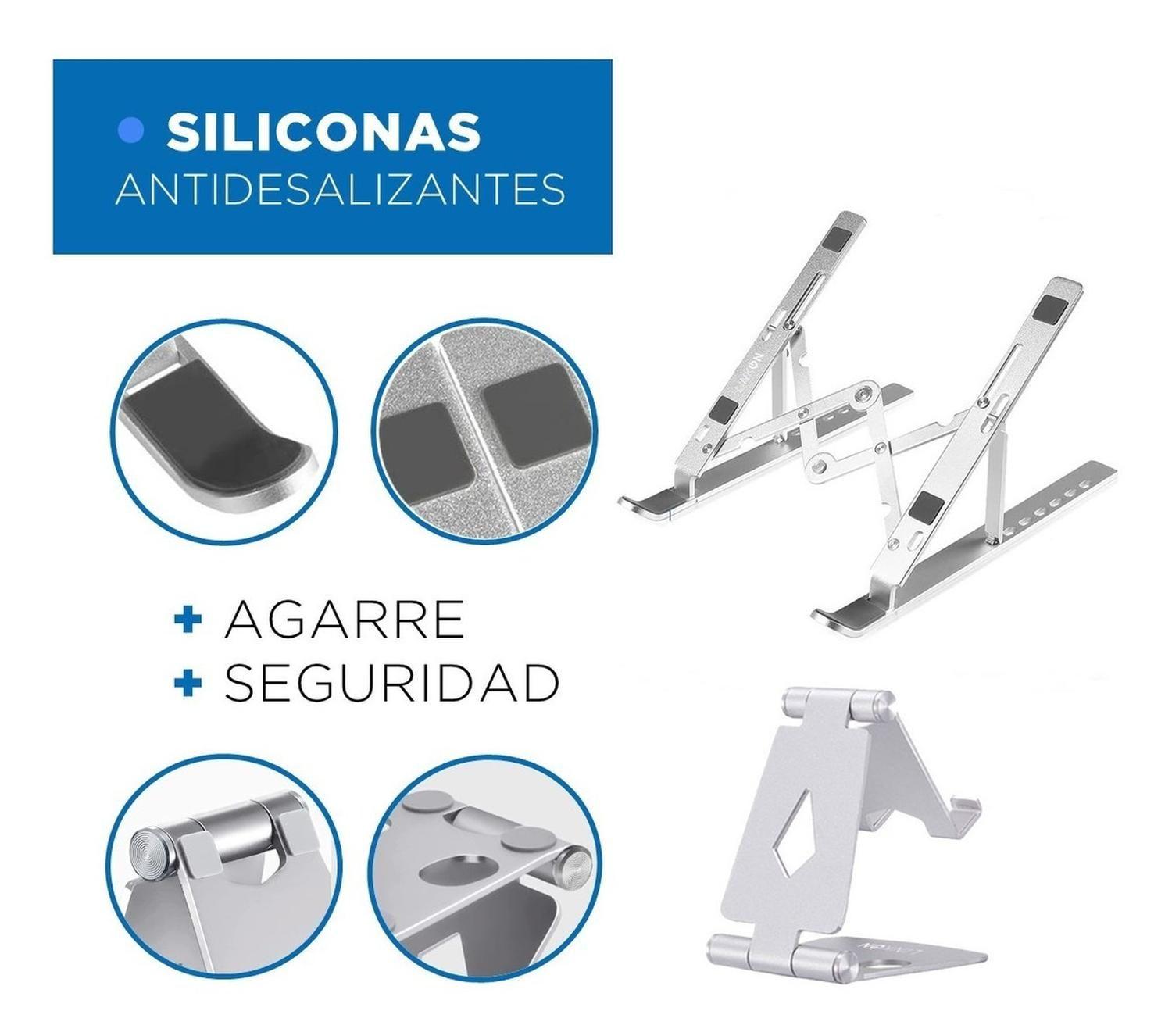 Combo Base Aluminio Para Macbook Notebook + Soporte Celular-4