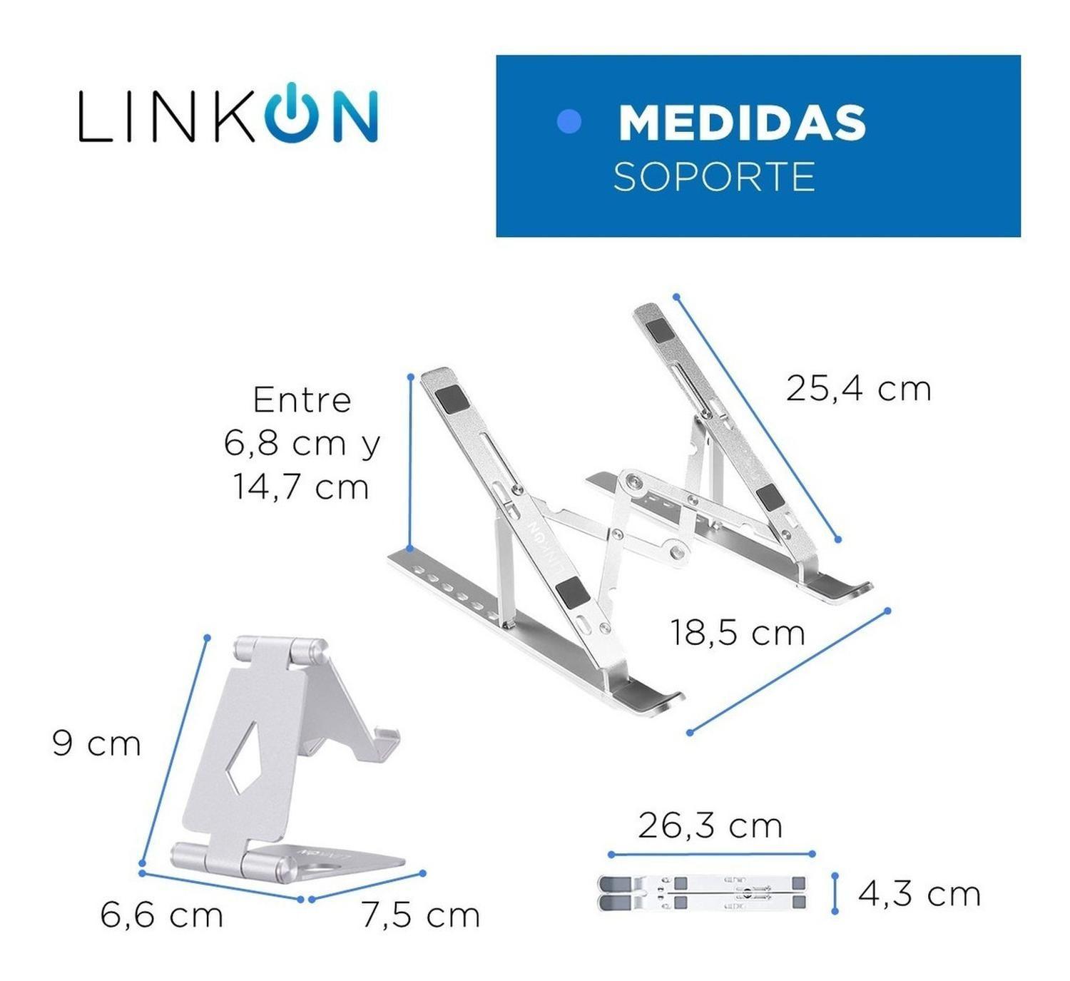 Combo Base Aluminio Para Macbook Notebook + Soporte Celular-7