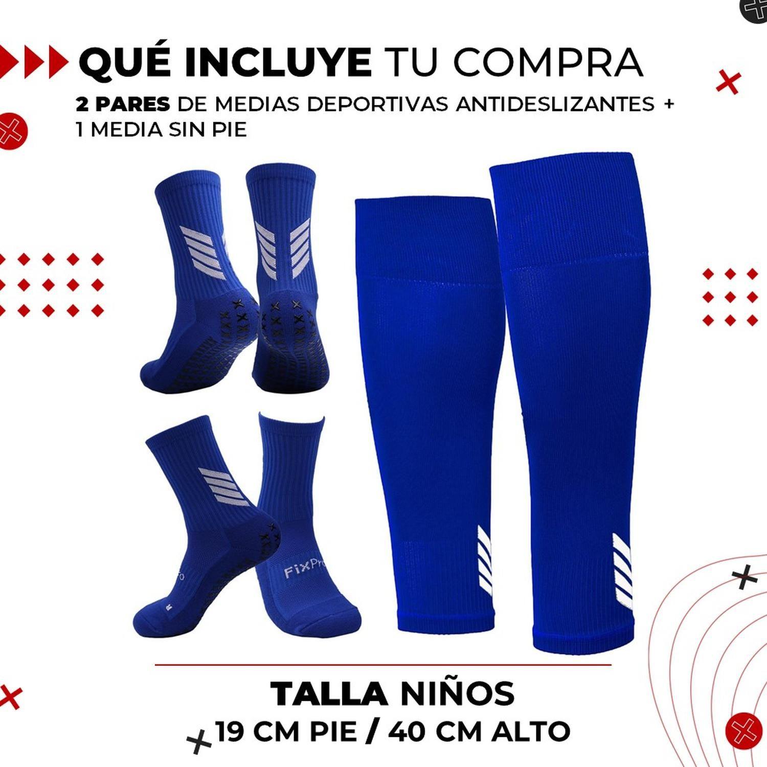 Medias Futbol Niños Antideslizantes Set 2 + Pantorrillera Talla Única azul-8