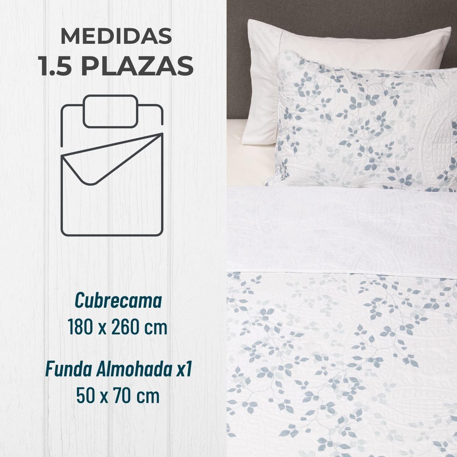 Cubrecama Cobertor 1,5 Plaza Quilt Estampado Reversible Set-1