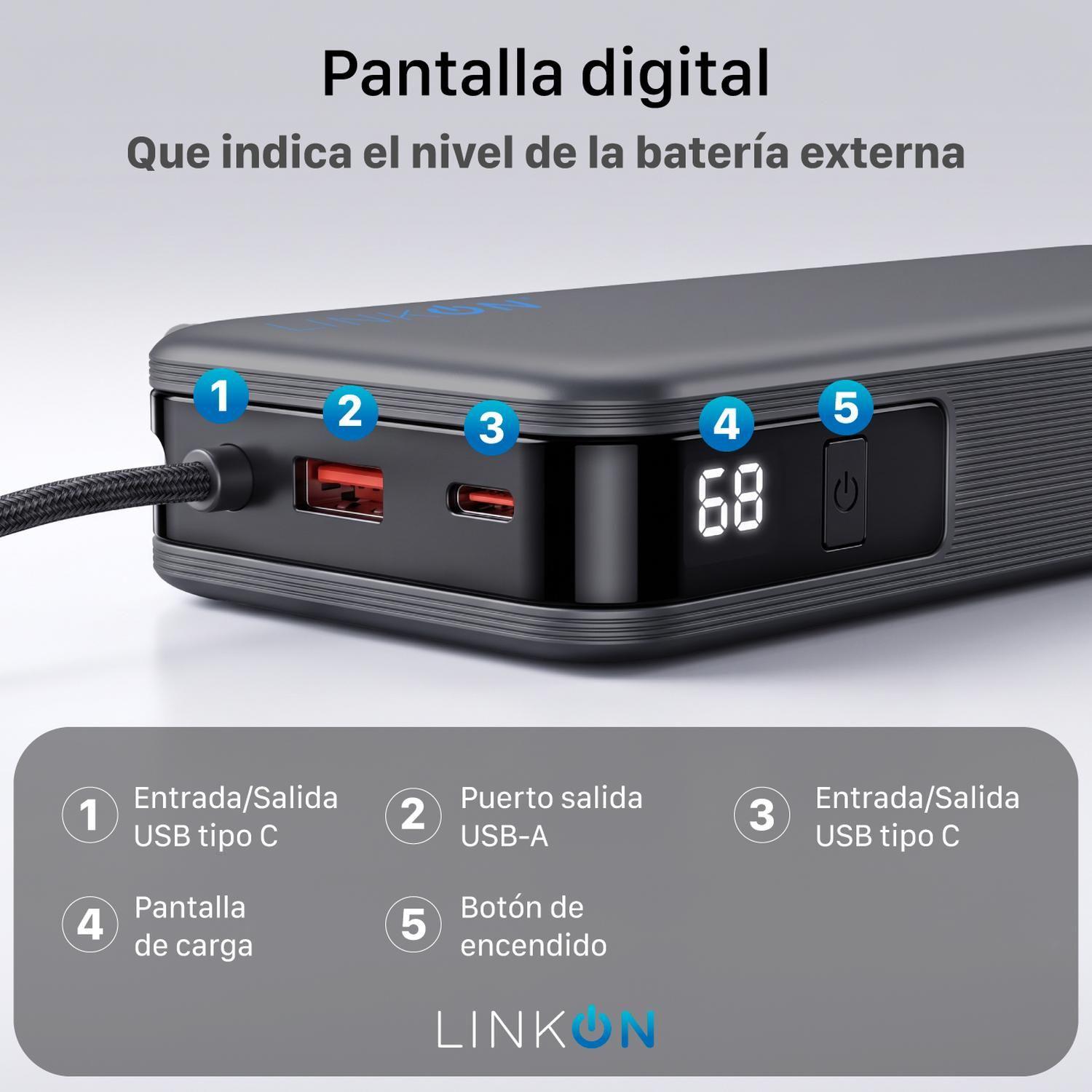 Power Bank Bateria Externa 20000Mah Cargador Portatil Linkon-2