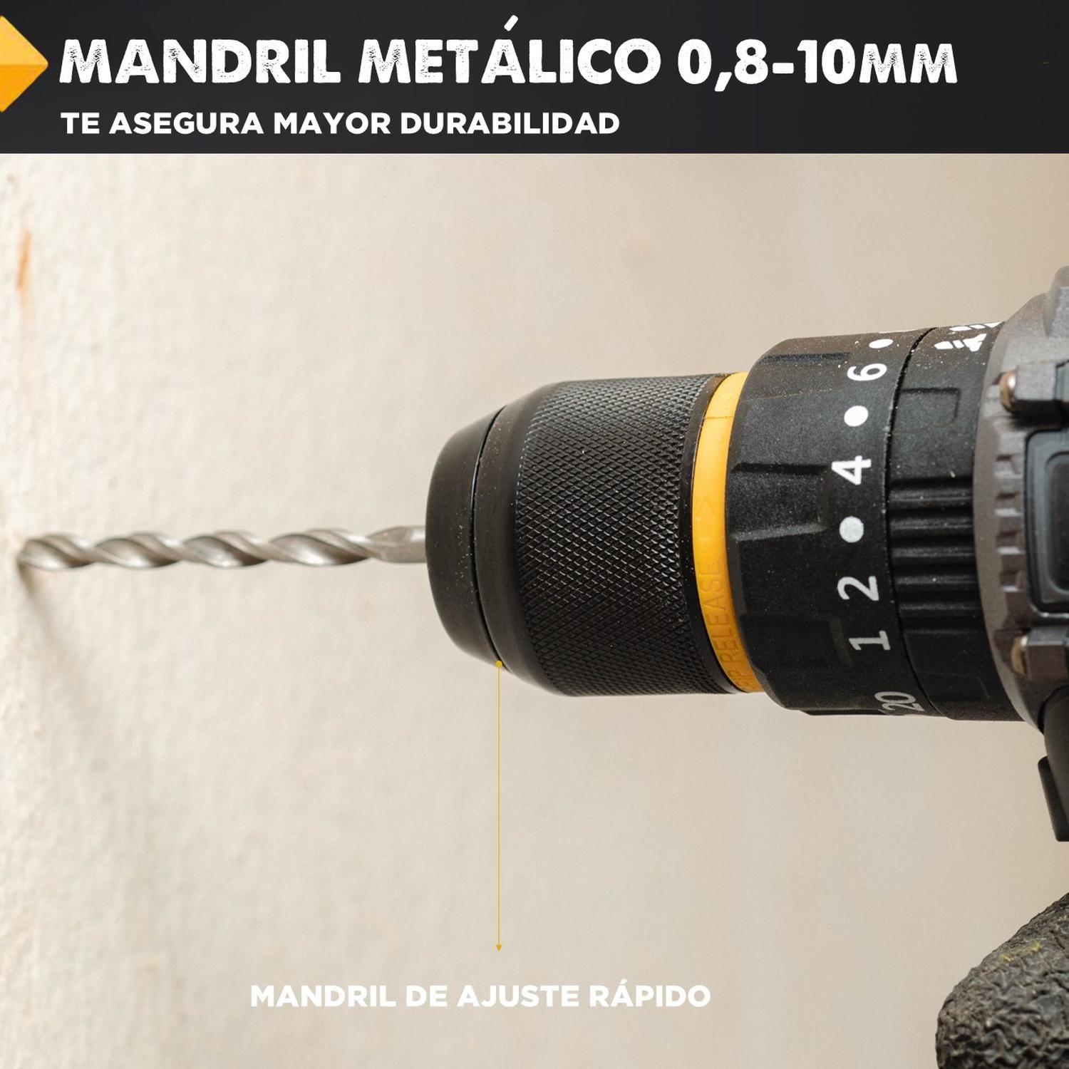 Taladro Destornillador Percutor Inalambrico Brooklyn 20v + 2 Baterías Taladro Percutor-5