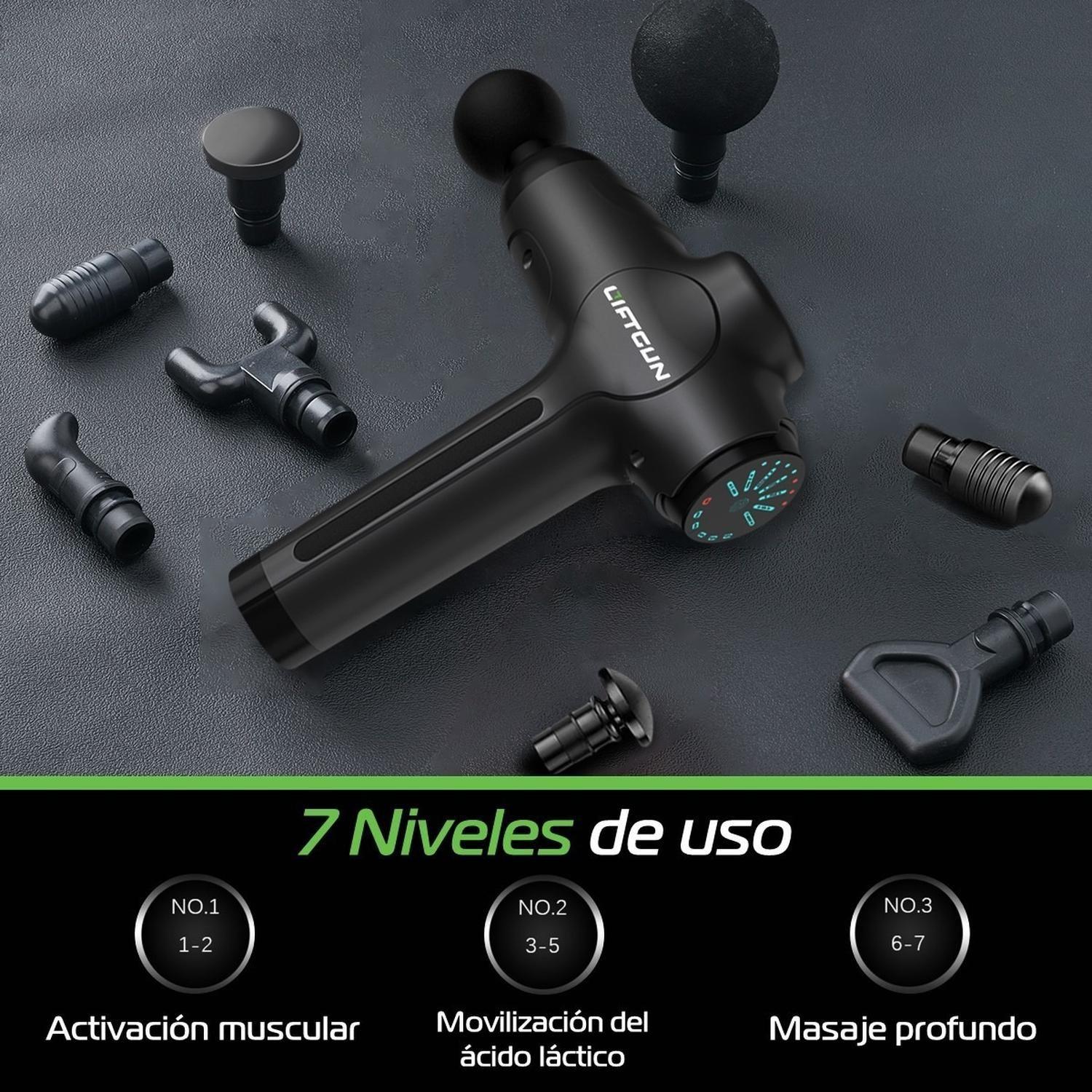 Masajeador Pistola de Masaje Liftgun LCD + Bolso + Cabezales-3