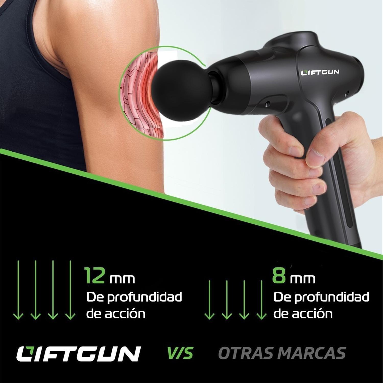 Masajeador Pistola de Masaje Liftgun LCD + Bolso + Cabezales-5