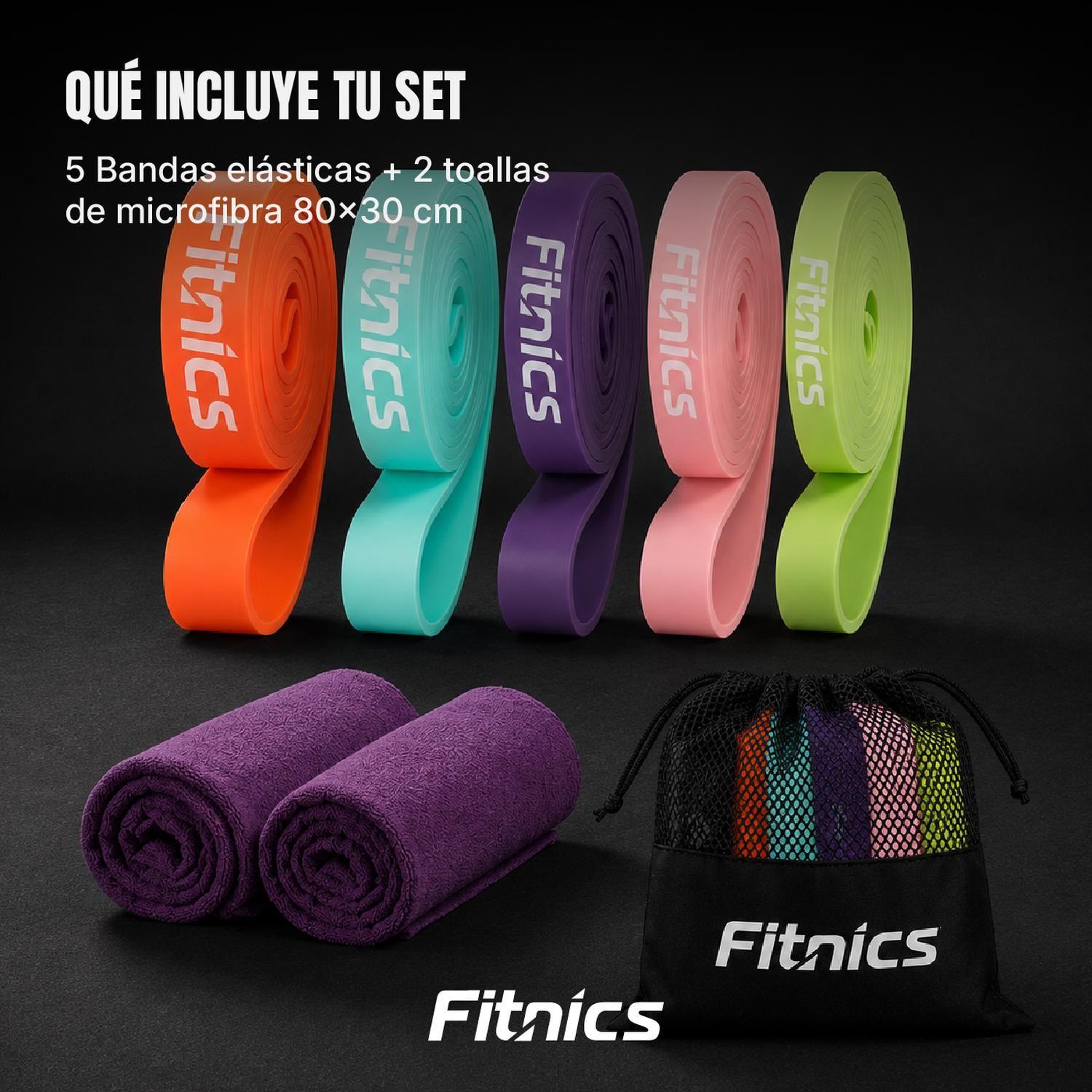 Bandas Elasticas Resistencia Fitnics Set + Toalla Microfibra-6