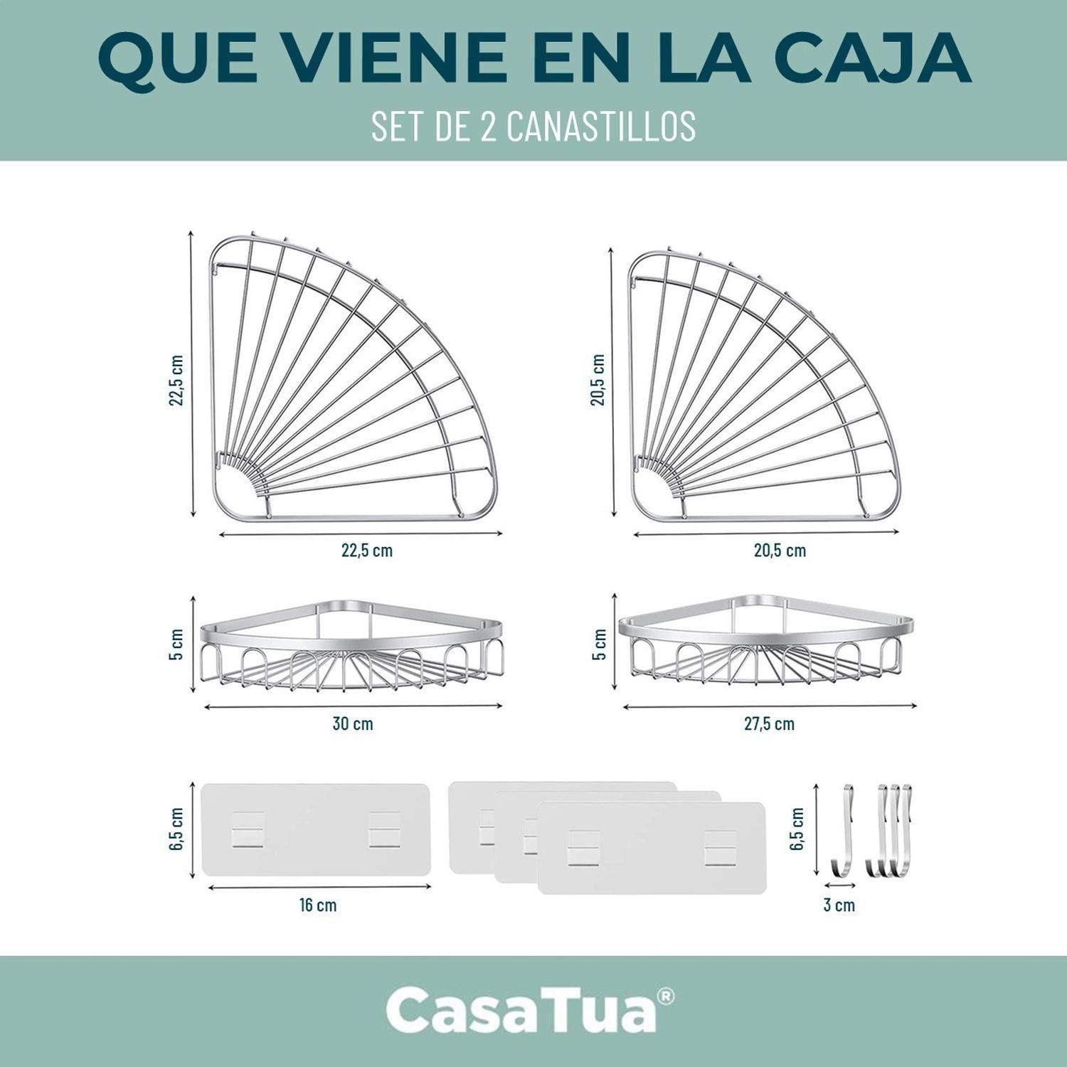 Esquinero Organizador Ducha Baño Adhesivo Set 2 Inoxidable-7