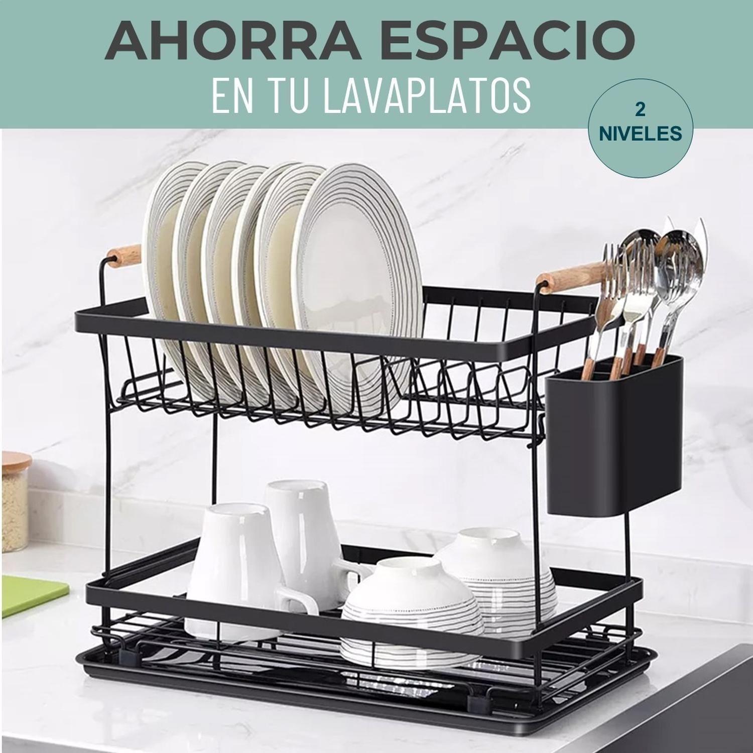 Secaplatos Escurridor Inoxidable 2 Niveles Gran Capacidad-2
