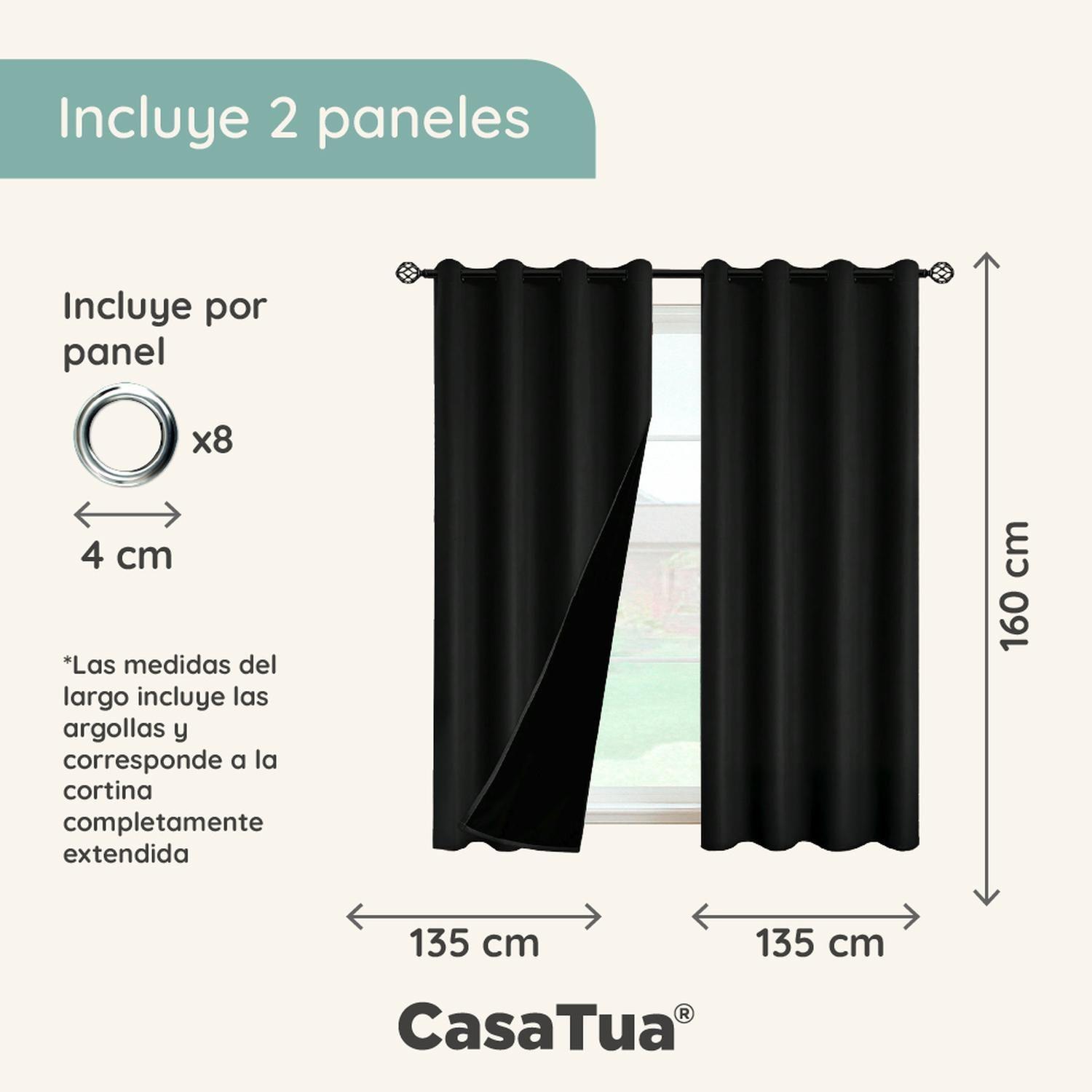 Cortina Blackout 100% Casatua Set 2 Paños 160x135cm Engomada-8