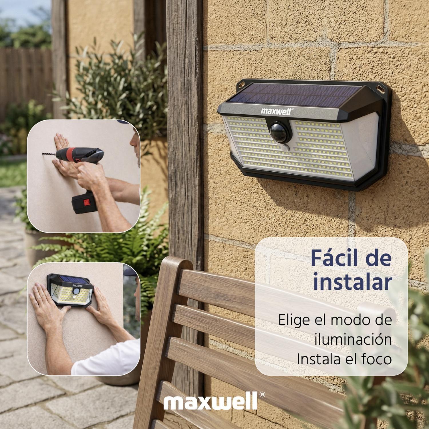 Foco Lampara Solar 388 LED Maxwell Exterior con Sensor L-7