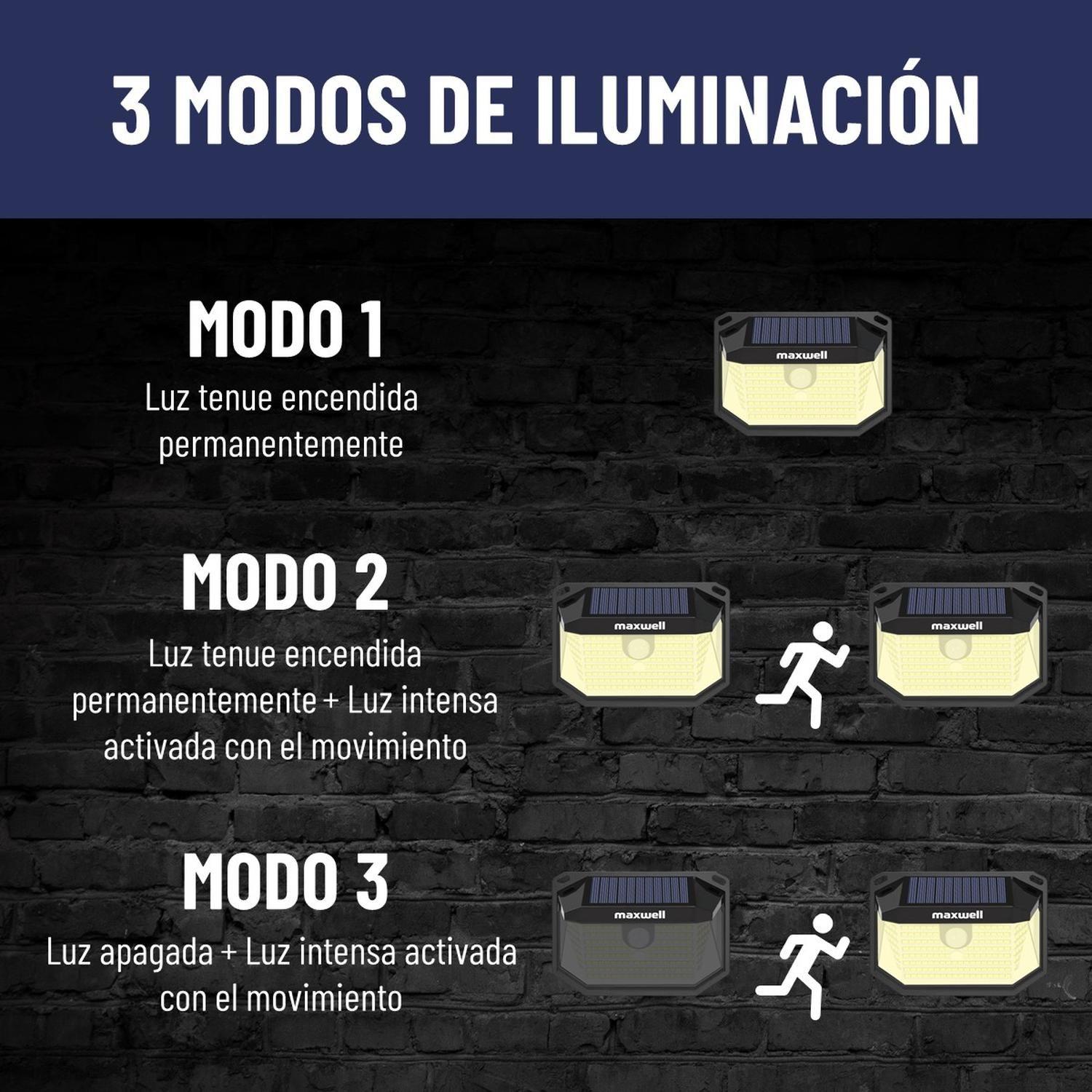 Pack Foco Solar 178 Led Exterior Pared + Sensor x4-4