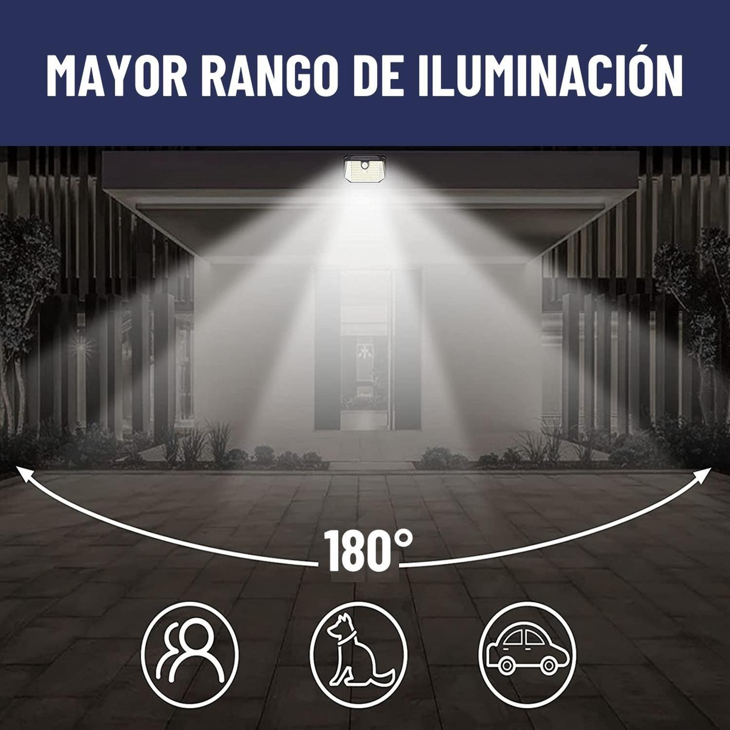 Pack Foco Solar 178 Led Exterior Pared + Sensor x4-4