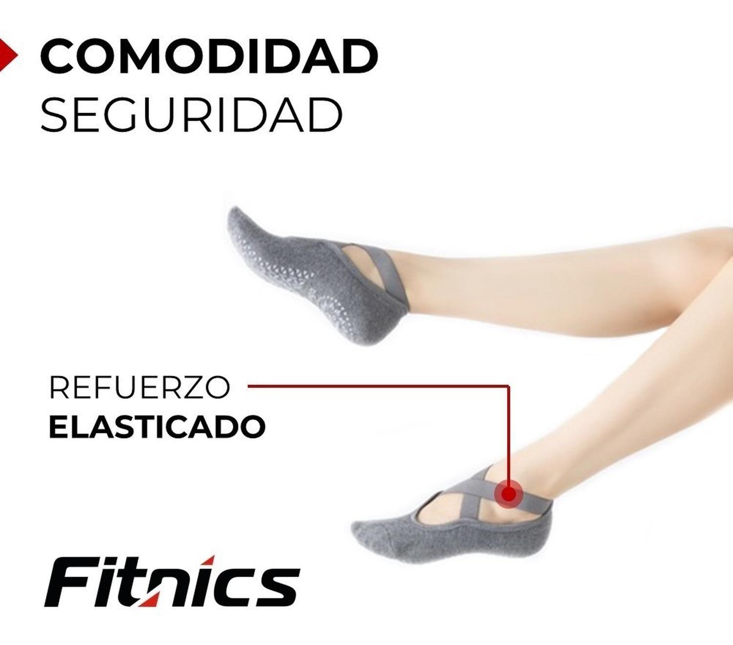 Calcetines Antideslizantes Yoga Pilates Fitnics Set 3 Pares Gris Morado Azul-2