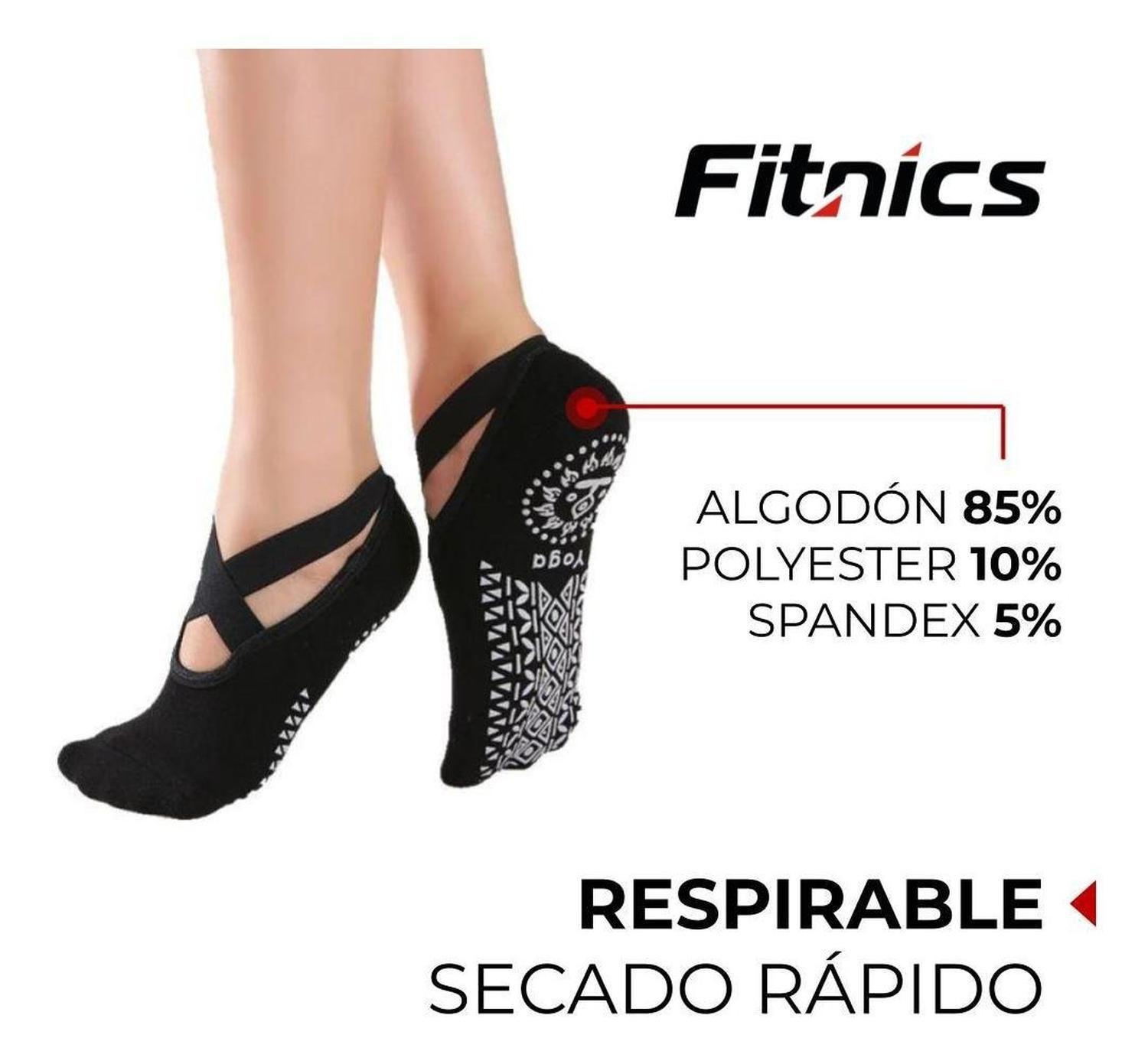 Calcetines Antideslizantes Yoga Pilates Fitnics Set 3 Pares Gris Morado Azul-3