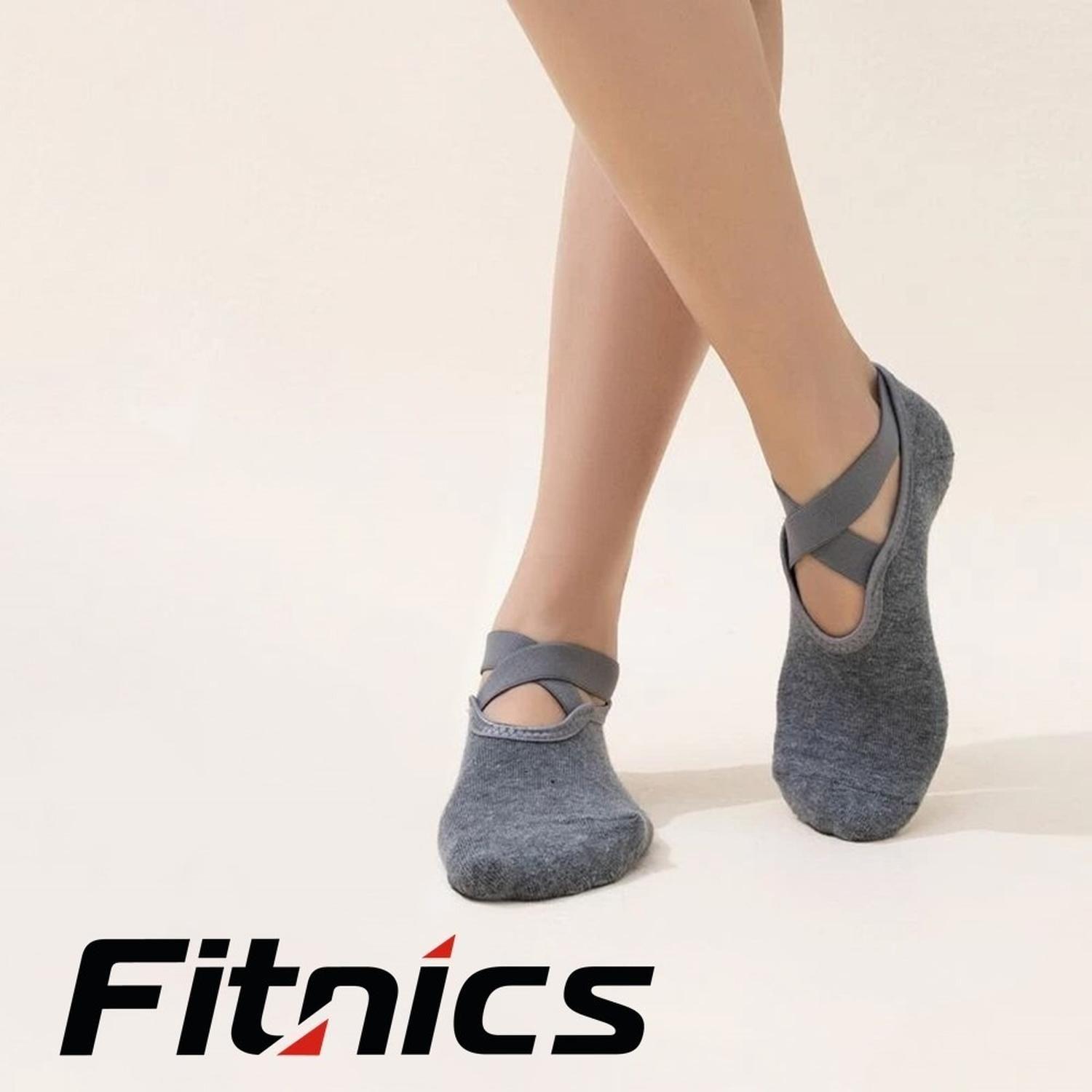 Calcetines Antideslizantes Yoga Pilates Fitnics Set 3 Pares Gris Morado Azul-8