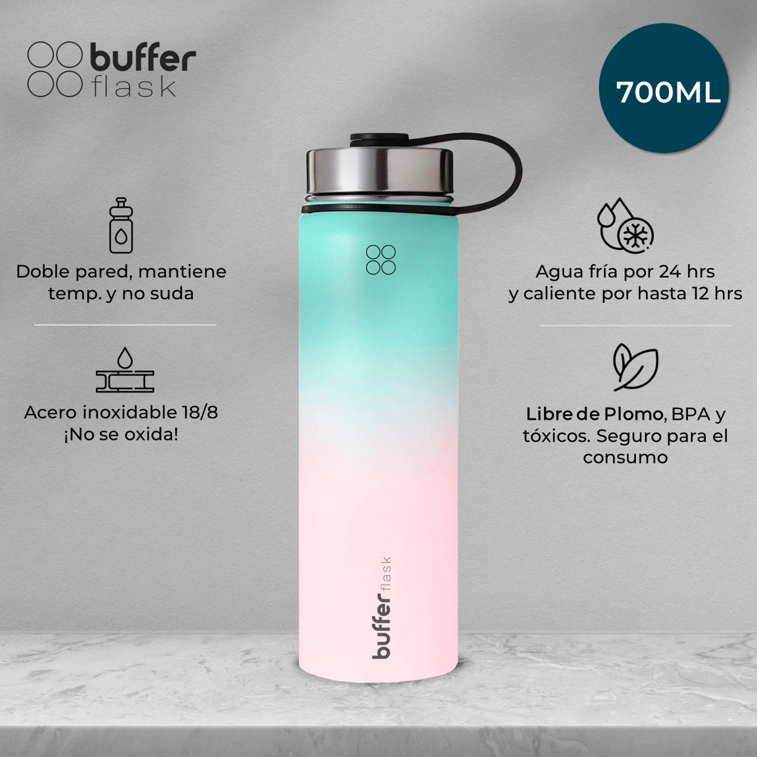 Termo Botella Agua Termica Buffer Acero Inoxidable +4 Tapas-1