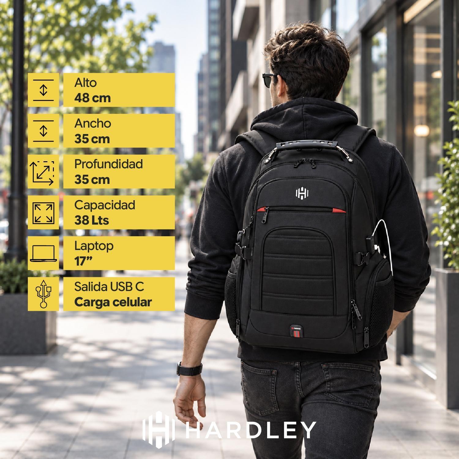 Mochila Notebook Hardley Balistica Impermeable 38L + USB-1