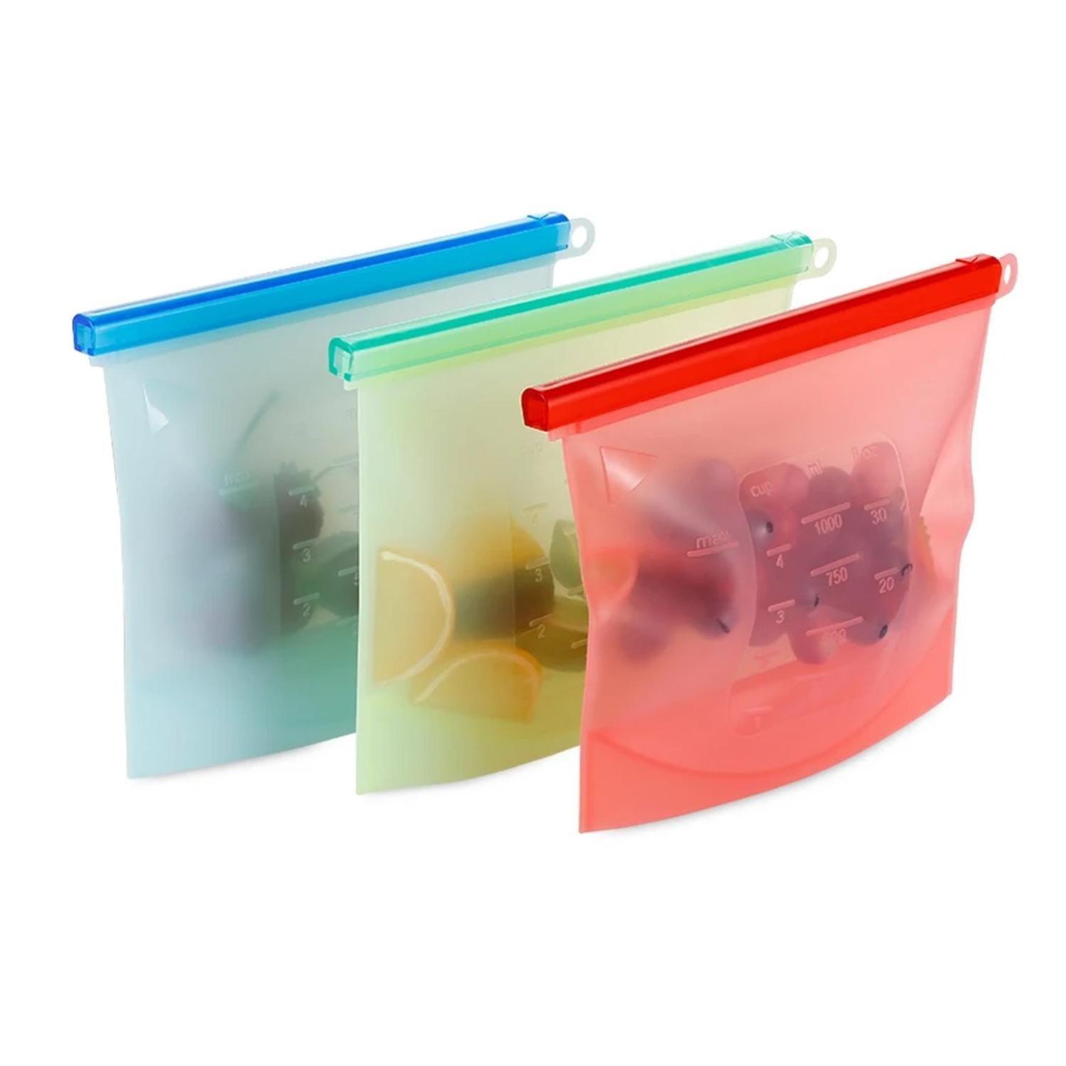 Bolsas Silicona Hermeticas Reutilizables CasaTua Comida Set Rojo-0