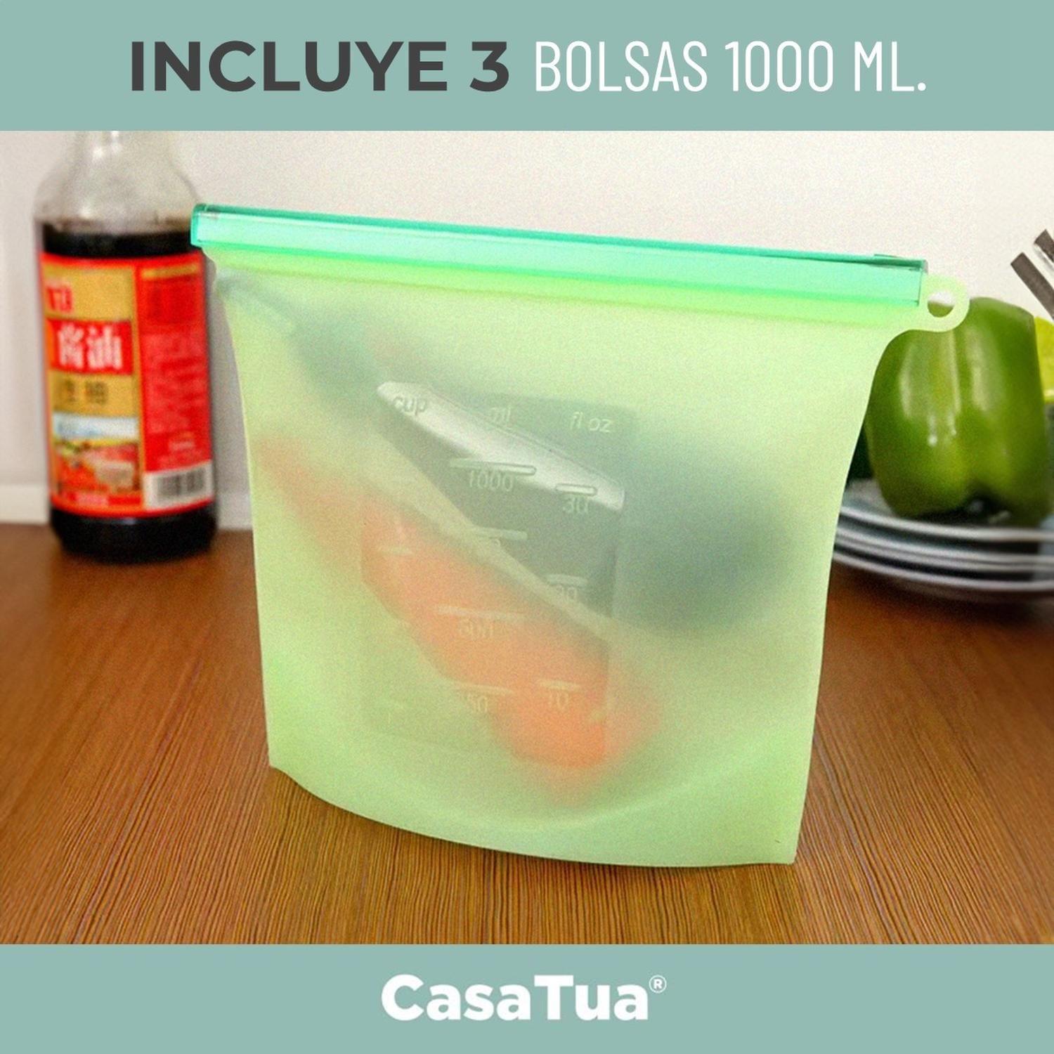 Bolsas Silicona Hermeticas Reutilizables CasaTua Comida Set Rojo-1
