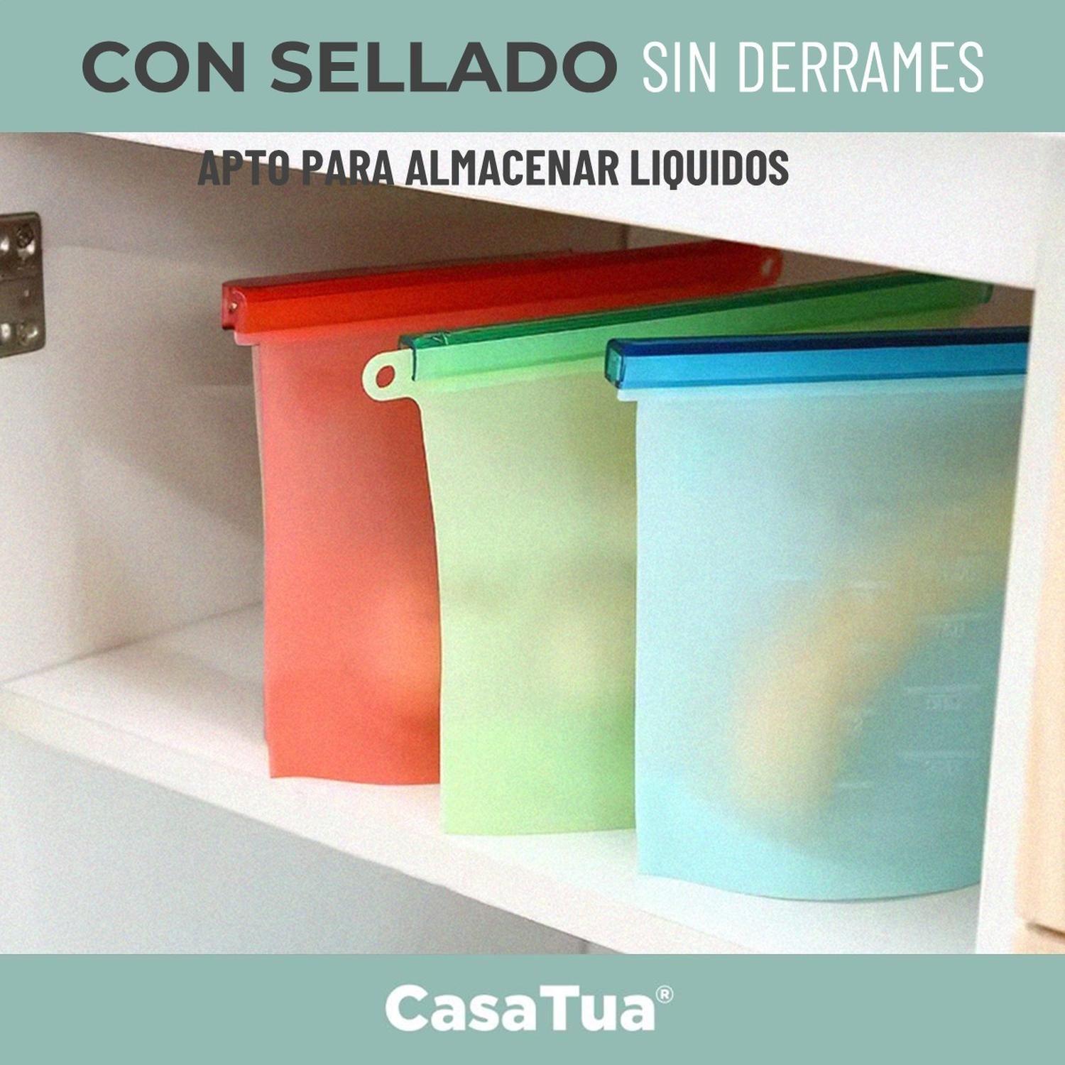 Bolsas Silicona Hermeticas Reutilizables CasaTua Comida Set Rojo-2