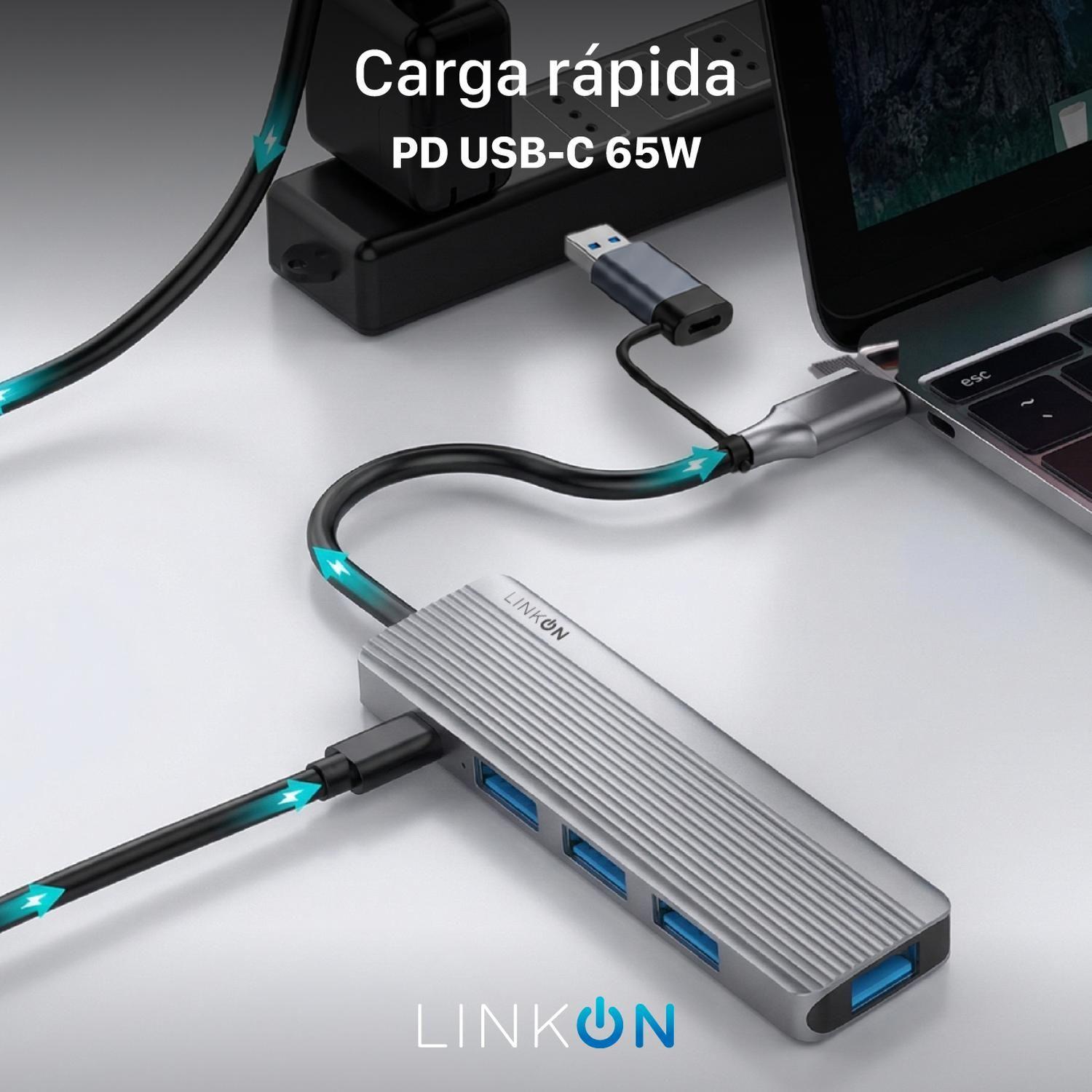 Hub Adaptador Usb C 5 en 2 Linkon Para Mac Macbook Windows-3