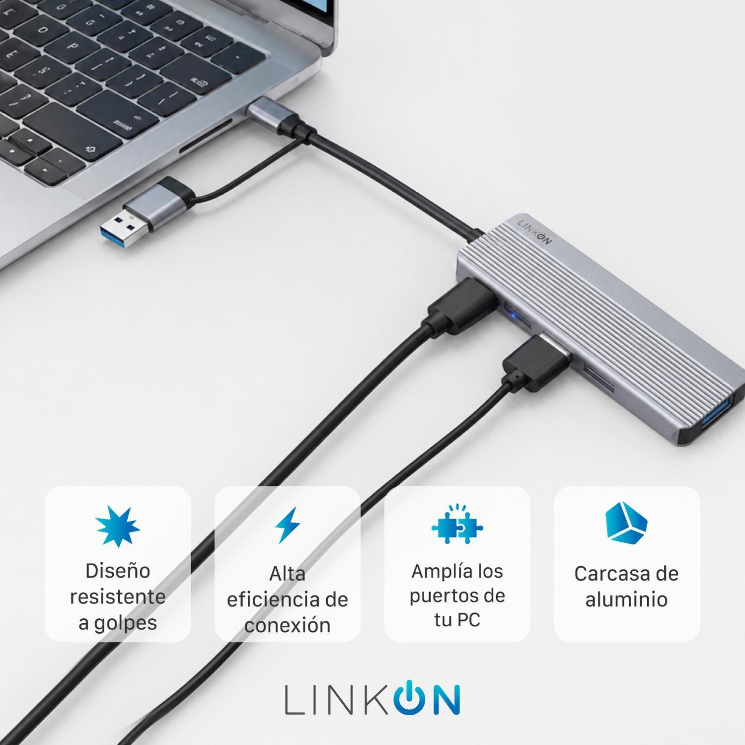 Hub Adaptador Usb C 5 en 2 Linkon Para Mac Macbook Windows-5