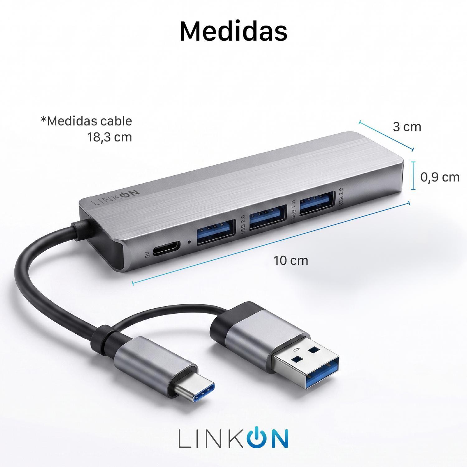 Hub Adaptador Usb C 5 en 2 Linkon Para Mac Macbook Windows-7