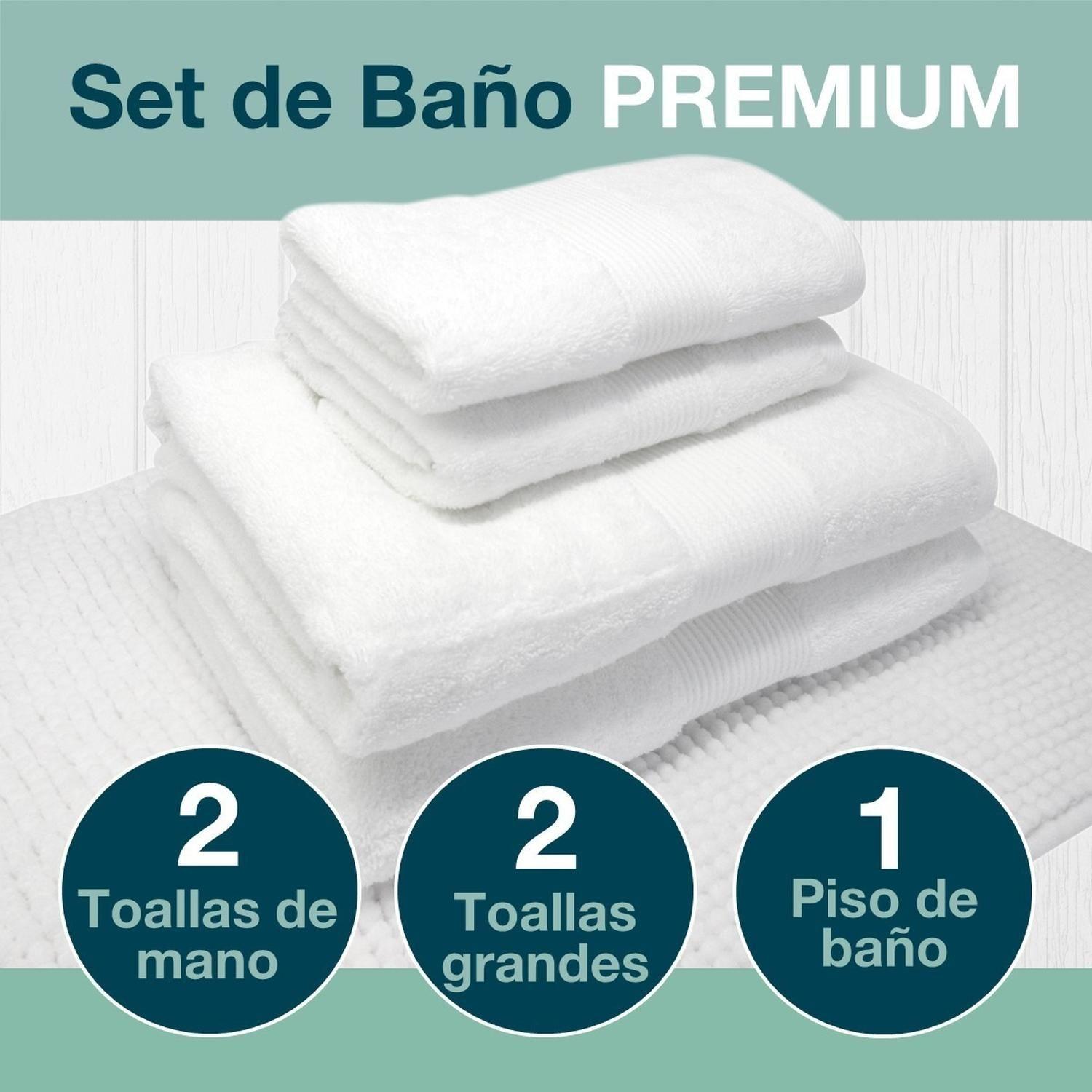 Toallas Baño Set x5 Algodón, son 2 Baño +2 Mano +1 Piso Baño-1