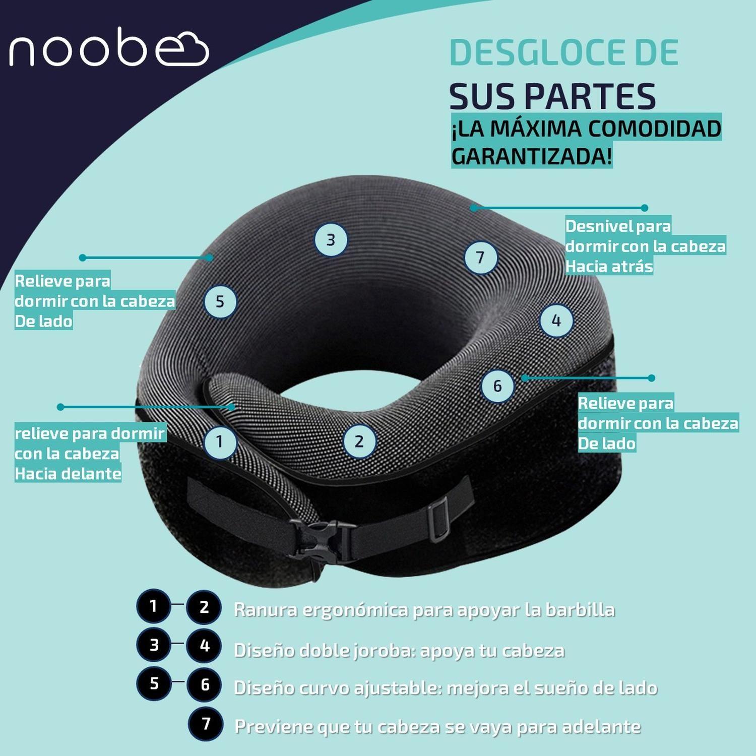 Almohada Cojin Cuello para Viaje Noobe Cervical + Accesorios-2