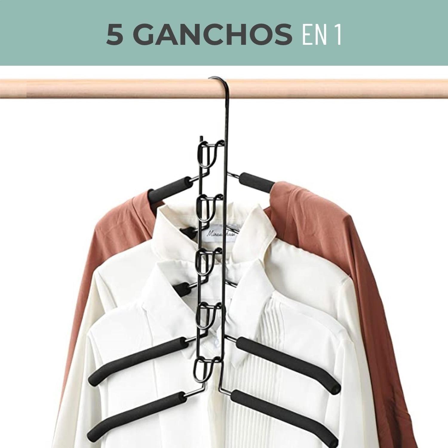 Colgadores Ropa Pack 2 Ganchos 5en1 Antideslizante CasaTua-1
