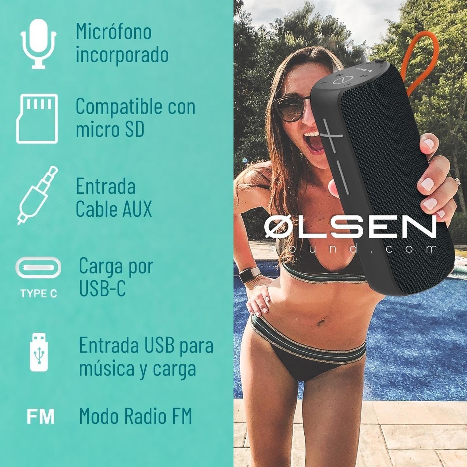 Parlante Bluetooth Portatil Olsen 10W Resiste Agua IPX6 TWS-4