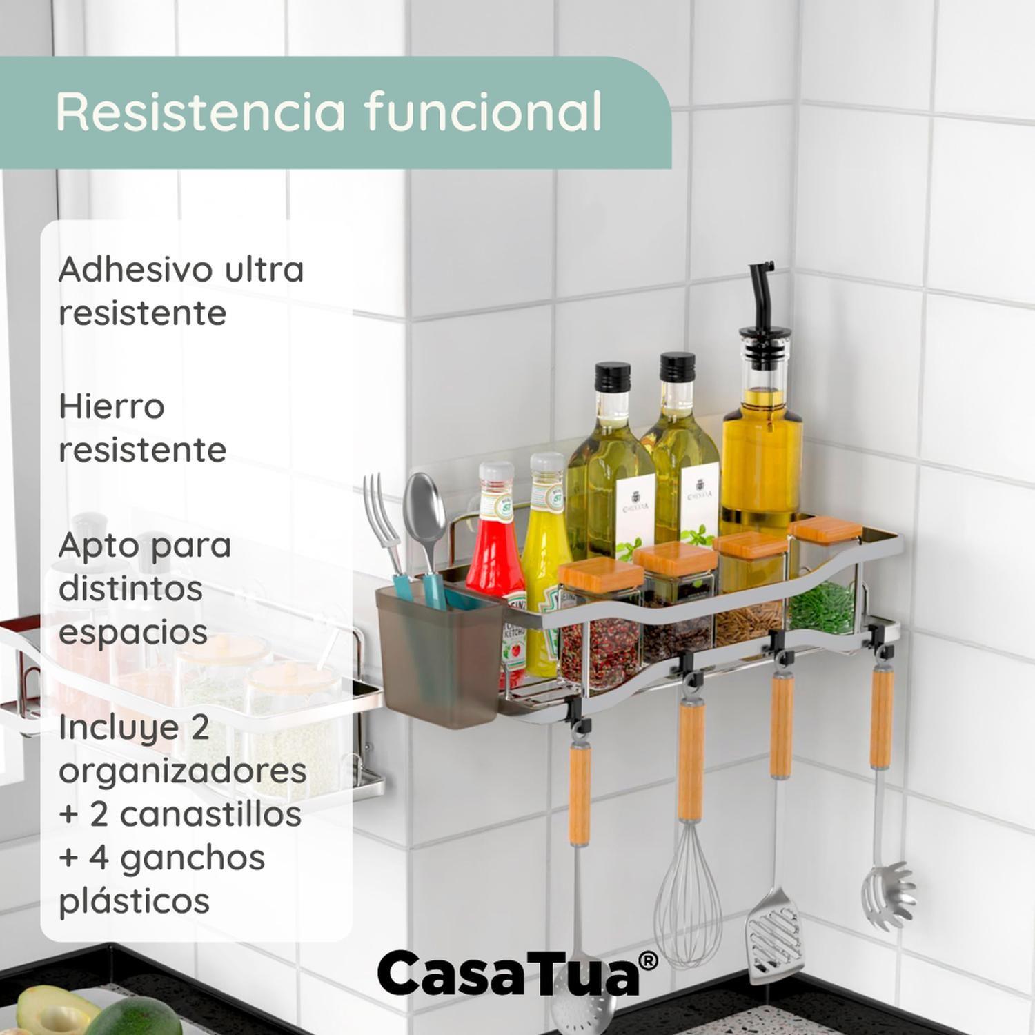 Organizador De Ducha Repisa Baño Adhesivo Set 2 Inoxidable  Black Negro Grey-2
