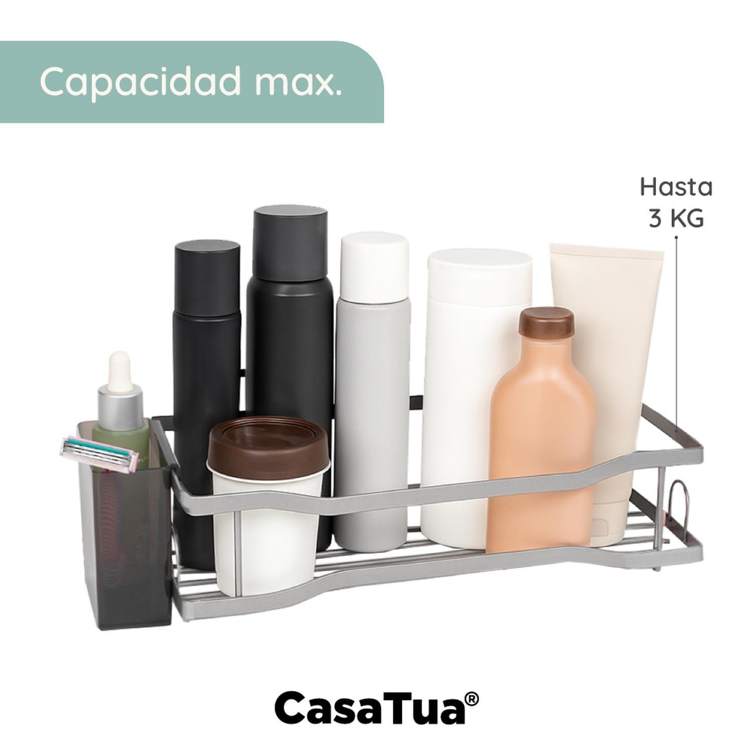 Organizador De Ducha Repisa Baño Adhesivo Set 2 Inoxidable  Black Negro Grey-7