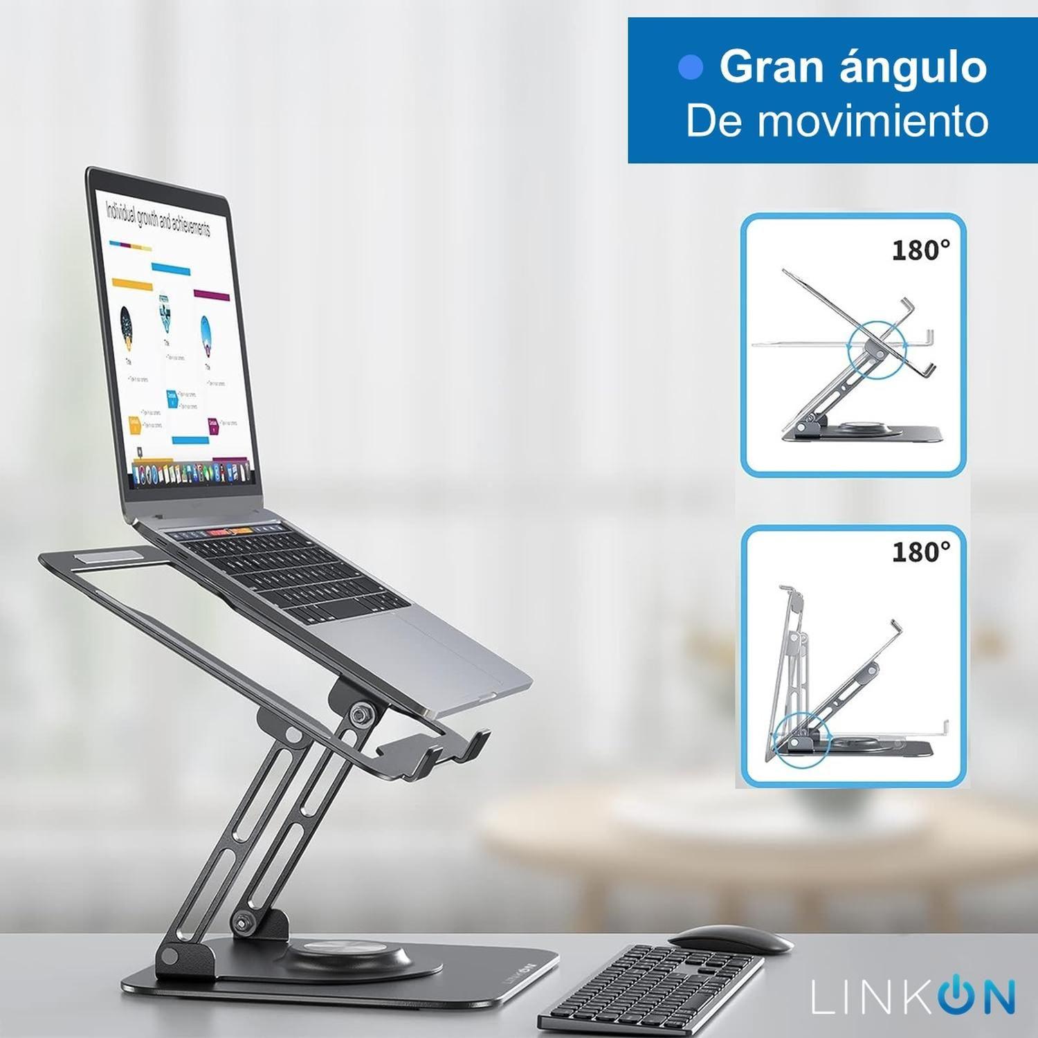 Soporte Notebook Base Aluminio Giro 360 Linkon-4